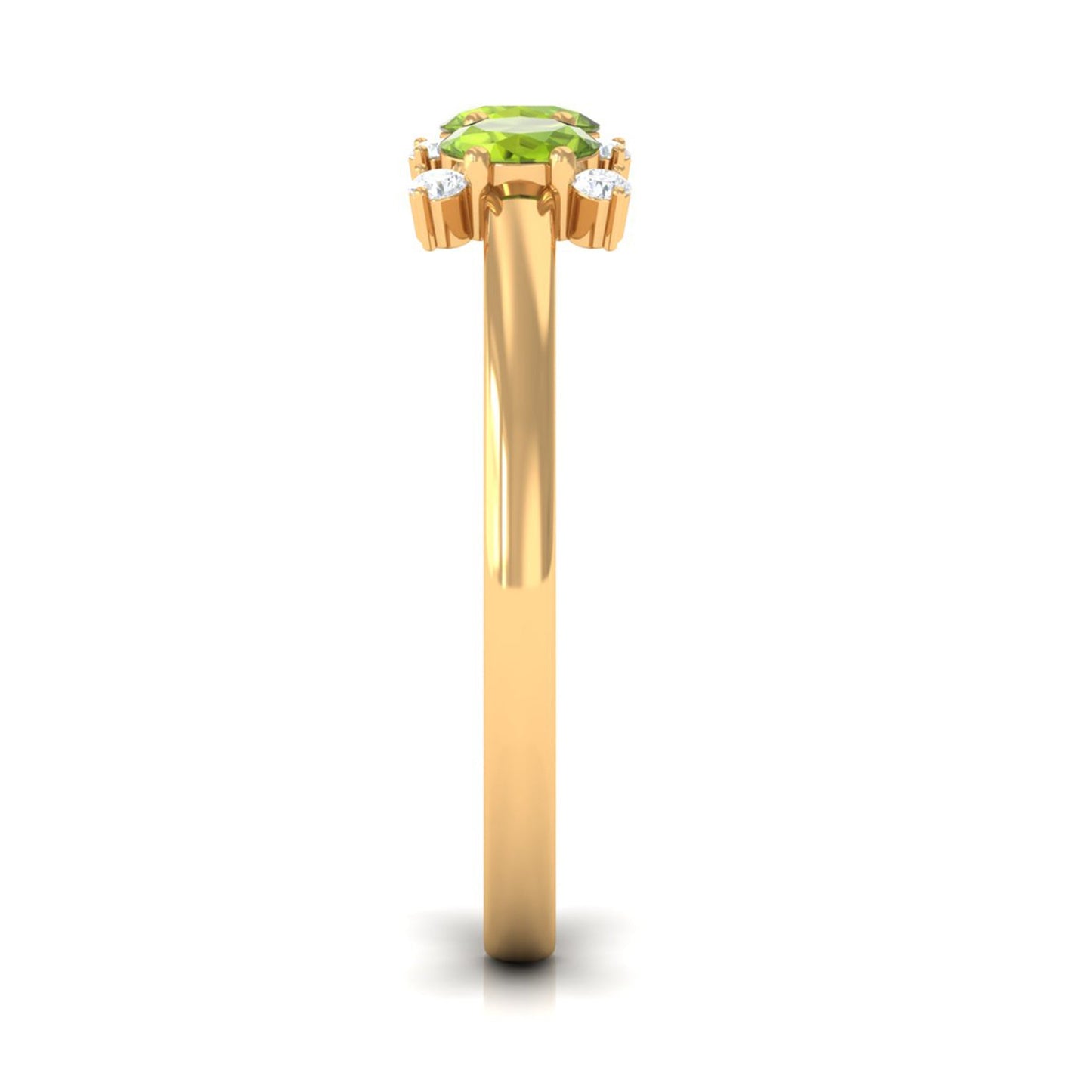 3/4 CT Oval Cut Peridot Three Stone Ring with Diamond Stones