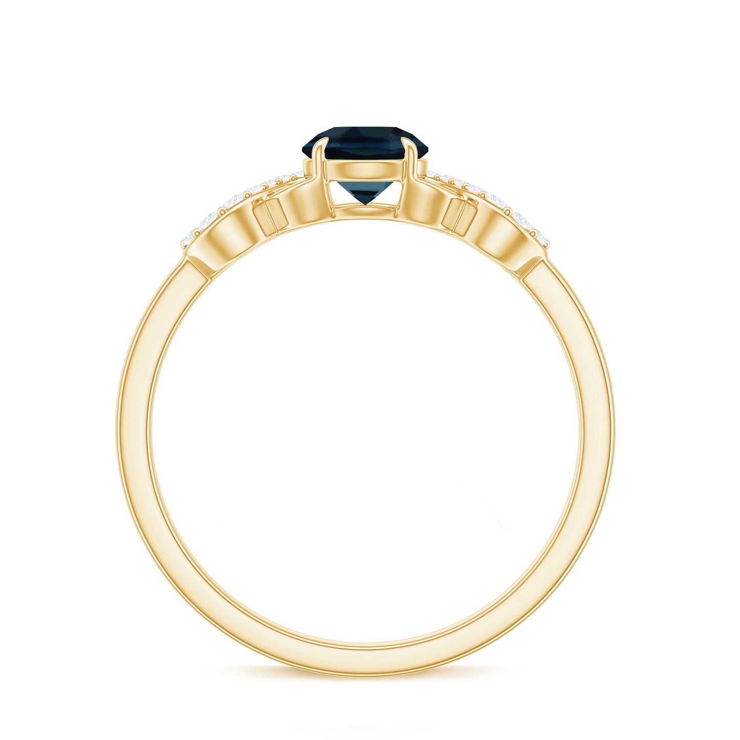 5mm Round London Blue Topaz Engagement Ring with Criss Cross Diamond
