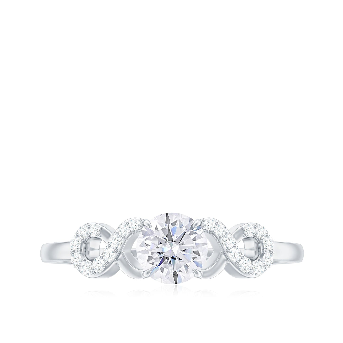 Zircon Infinity Engagement Ring in Claw Setting