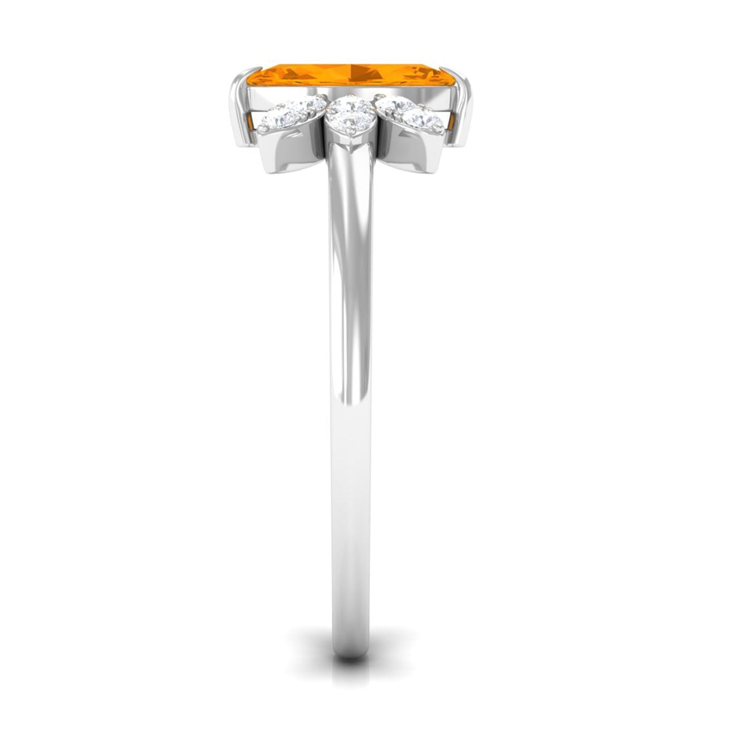 3/4 Ct Marquise Fire Opal and Diamond Engagement Ring