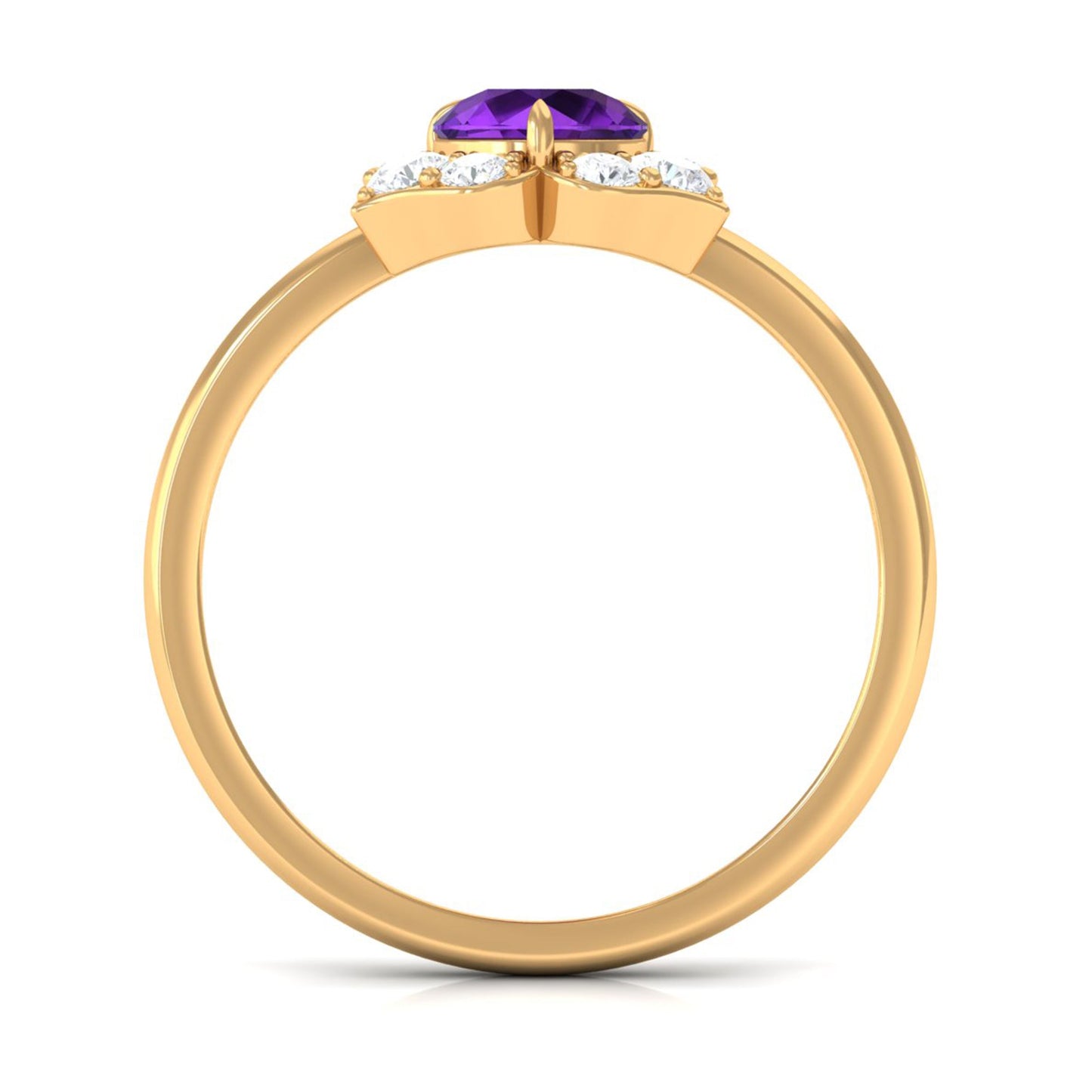 Genuine Amethyst Flower Engagement Ring with Diamond