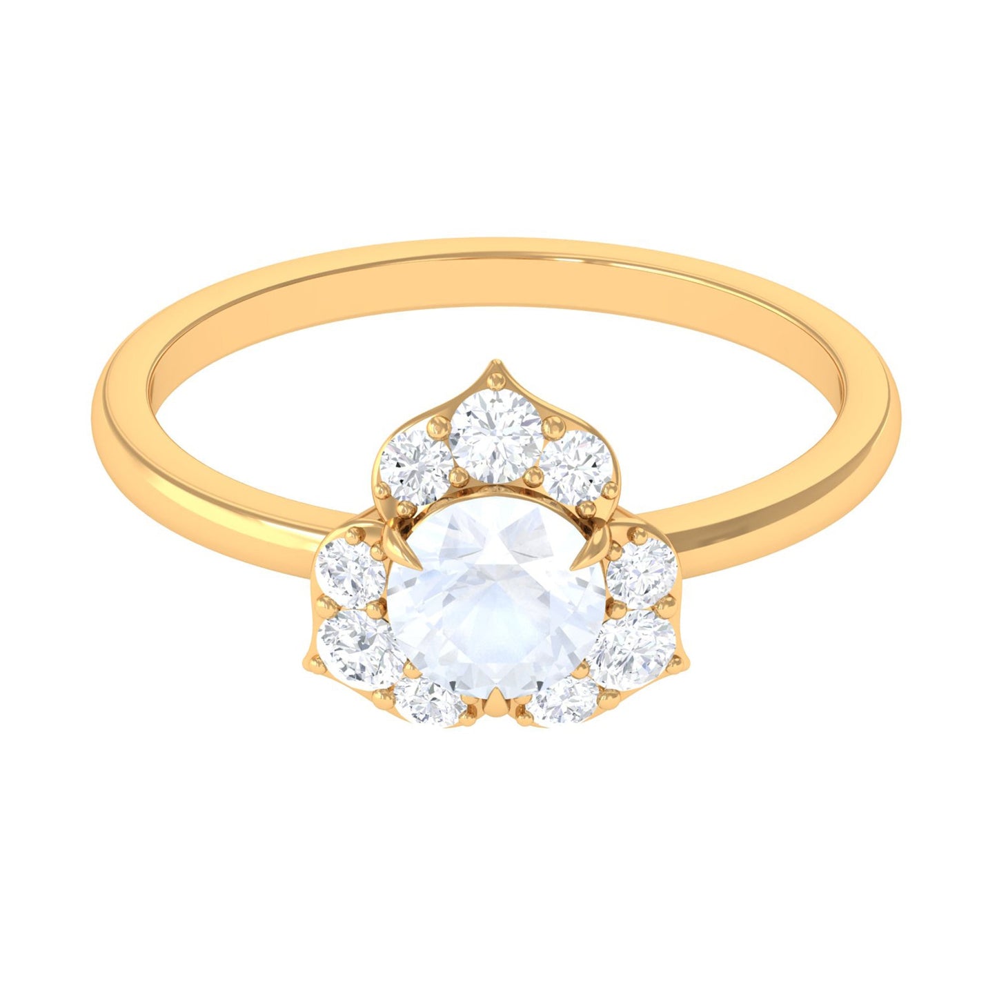 1.25 CT Moonstone and Diamond Floral Engagement Ring