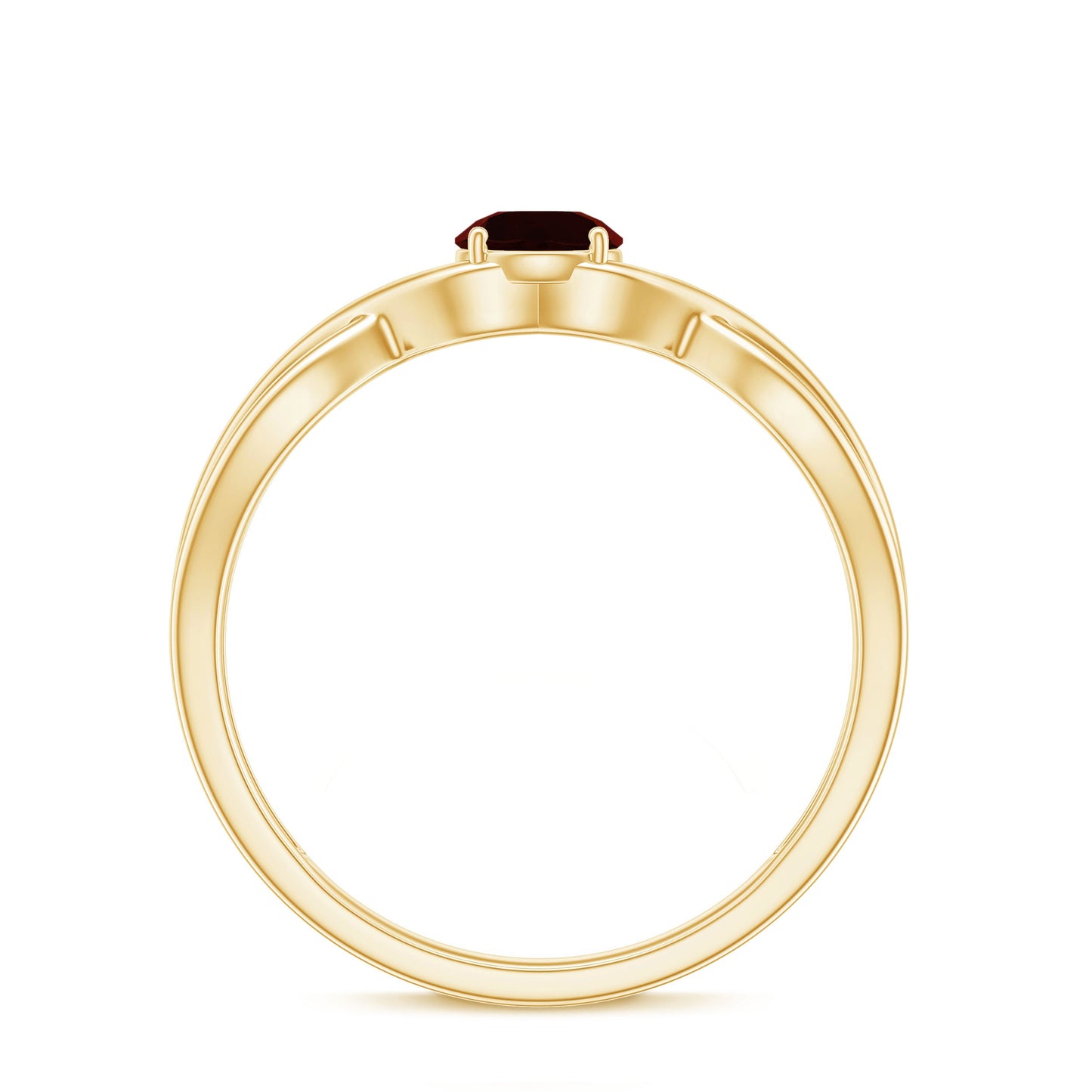 Genuine 8mm Garnet Solitaire Engagement Ring with Crossover Shank