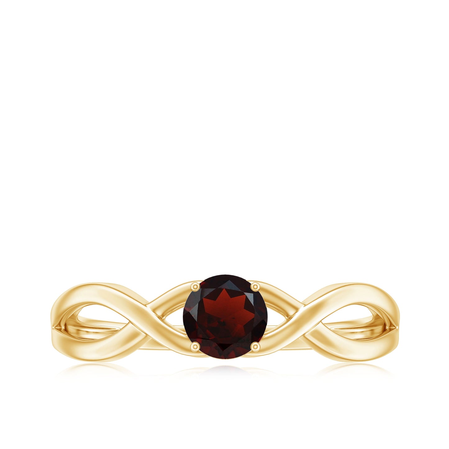 Genuine 8mm Garnet Solitaire Engagement Ring with Crossover Shank