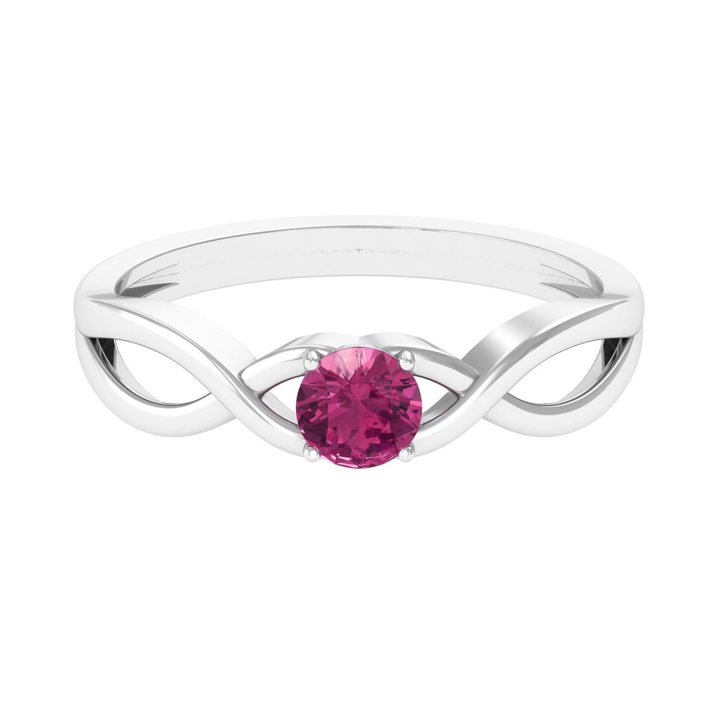 1/4 CT Real Pink Tourmaline Solitaire Ring with Crossover Shank