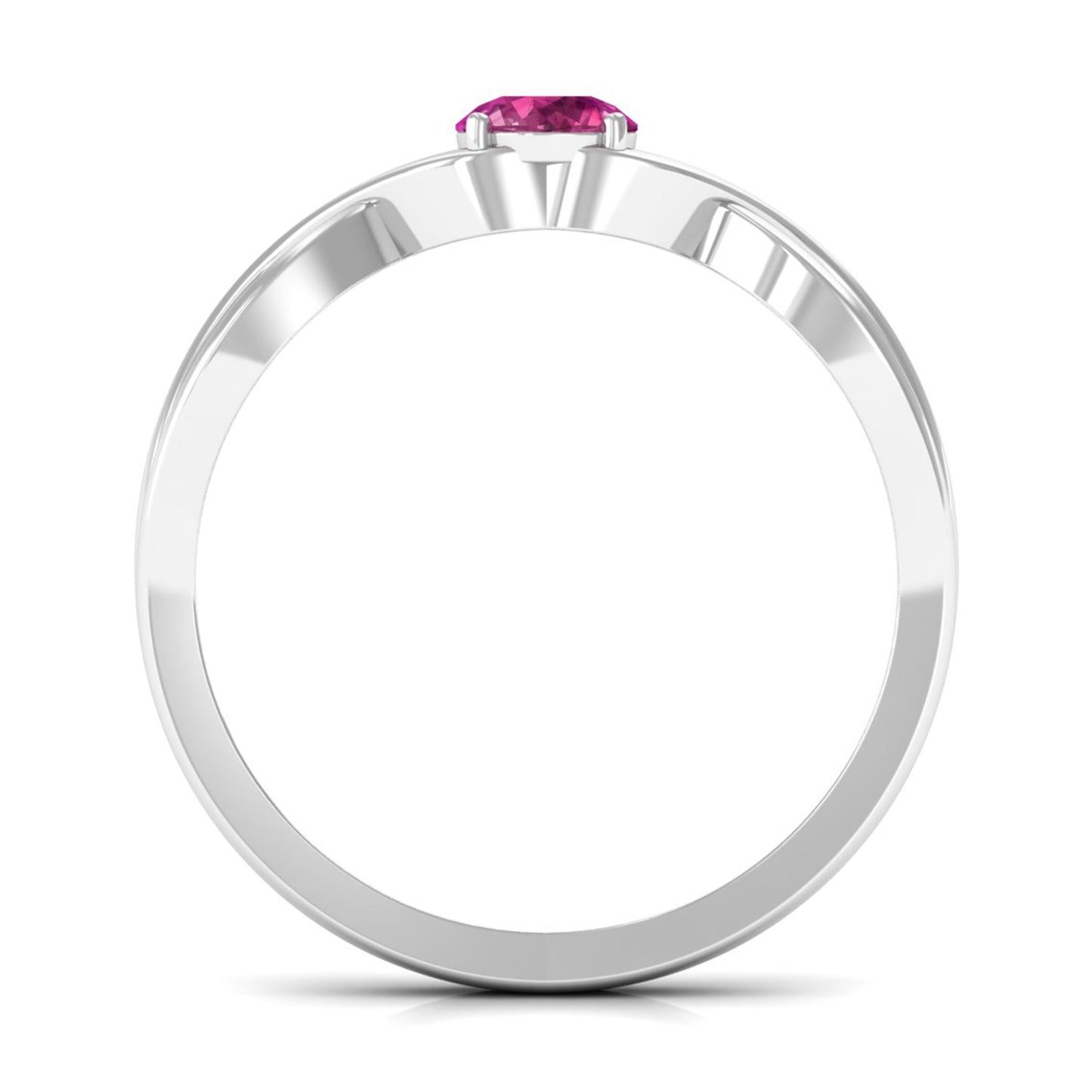 1/4 CT Real Pink Tourmaline Solitaire Ring with Crossover Shank