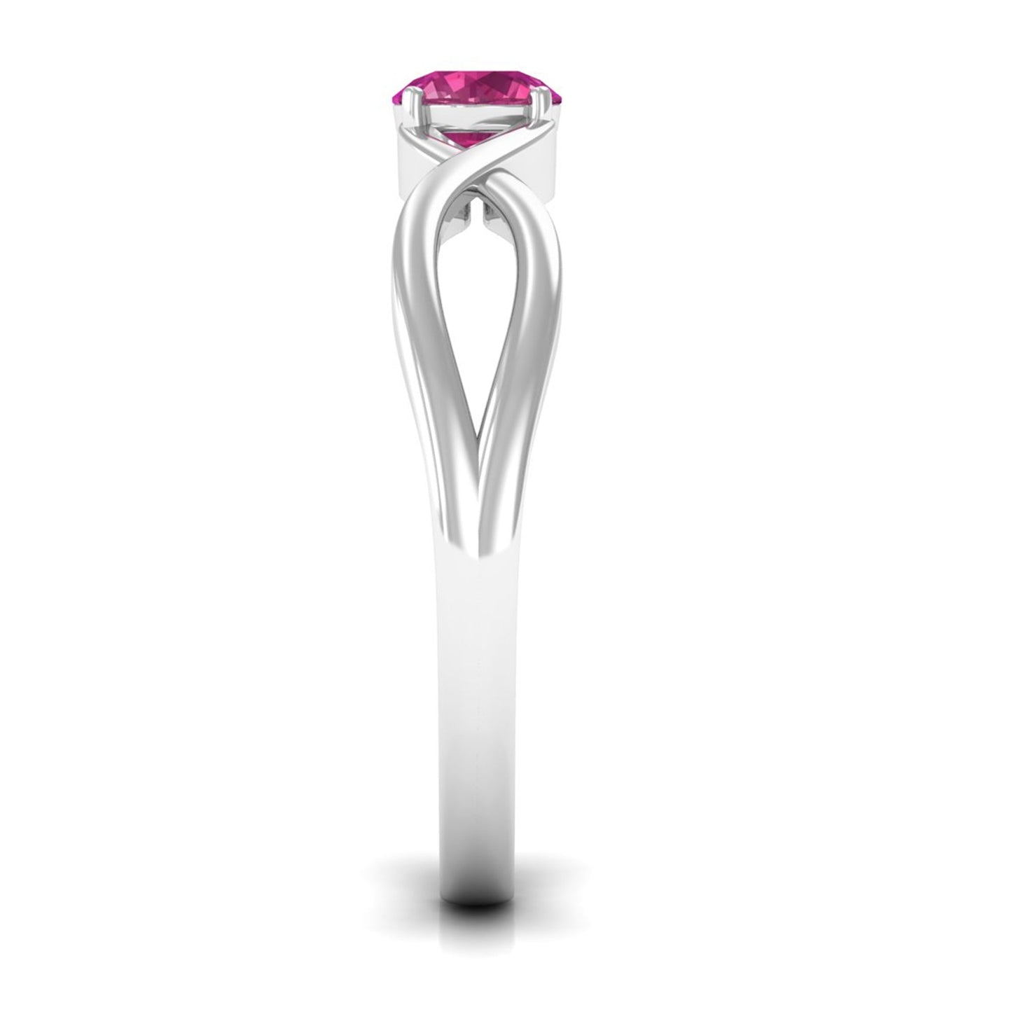 1/4 CT Real Pink Tourmaline Solitaire Ring with Crossover Shank