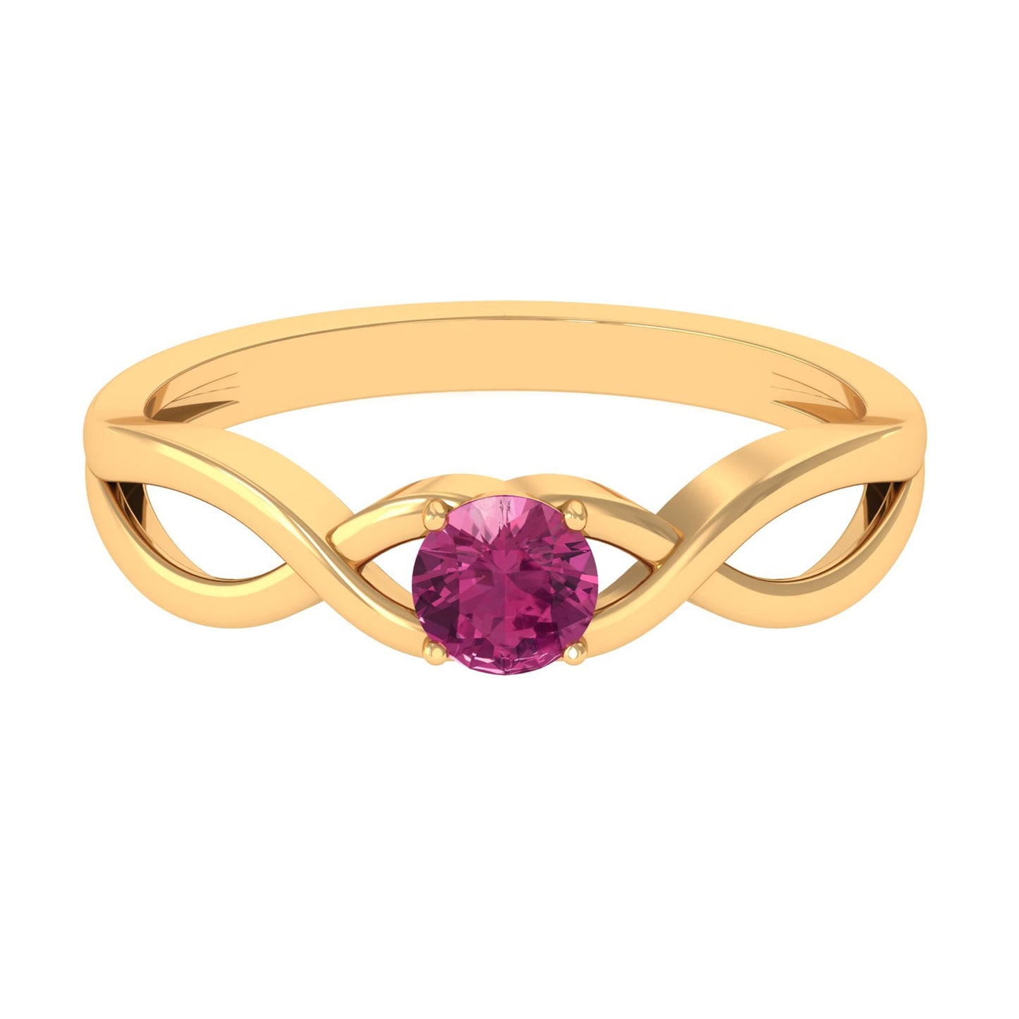 1/4 CT Real Pink Tourmaline Solitaire Ring with Crossover Shank