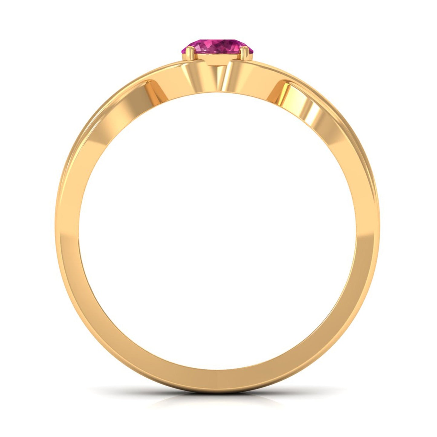 1/4 CT Real Pink Tourmaline Solitaire Ring with Crossover Shank