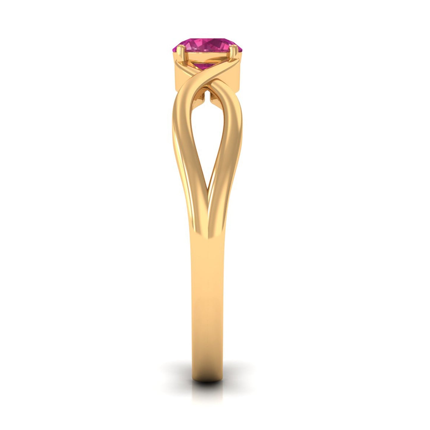 1/4 CT Real Pink Tourmaline Solitaire Ring with Crossover Shank