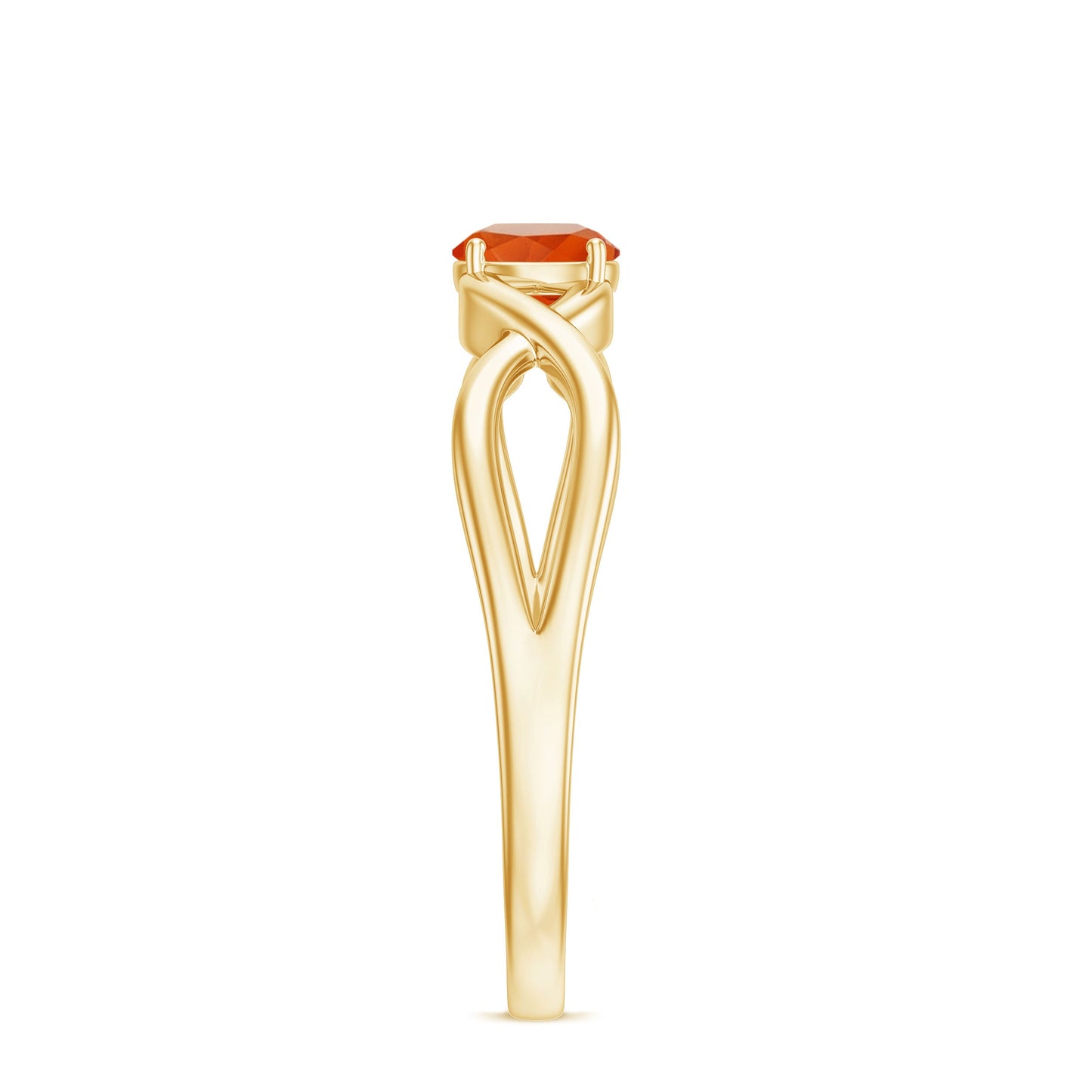 0.25 CT Solitaire Fire Opal Crossover Engagement Ring