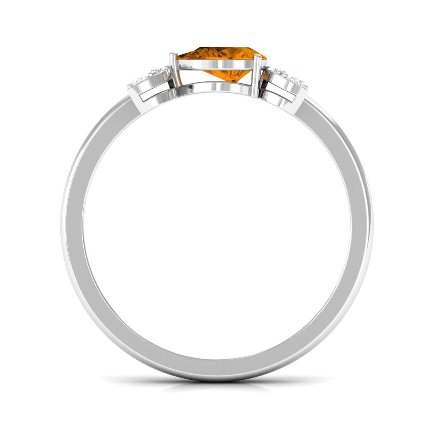 0.75 CT Pear Cut Citrine Promise Ring with Leaf Diamond
