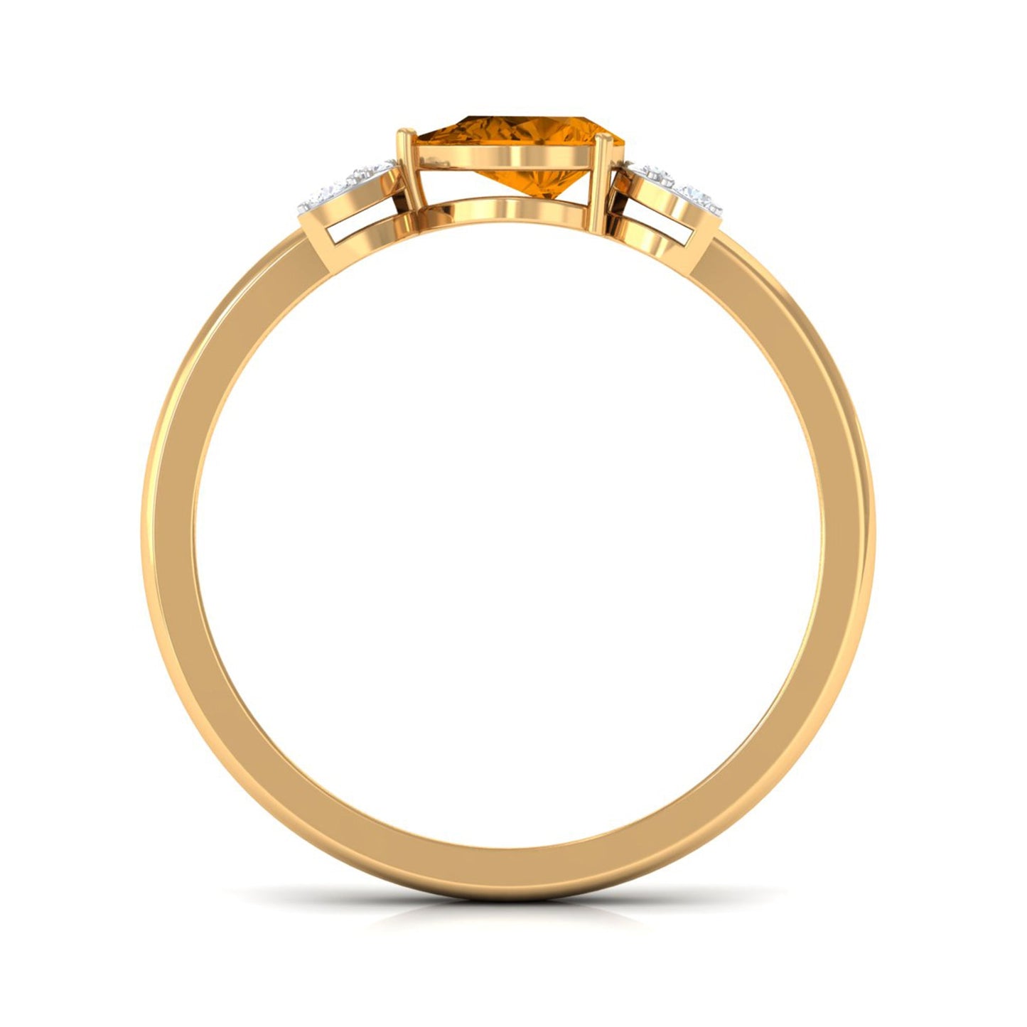 0.75 CT Pear Cut Citrine Promise Ring with Leaf Diamond