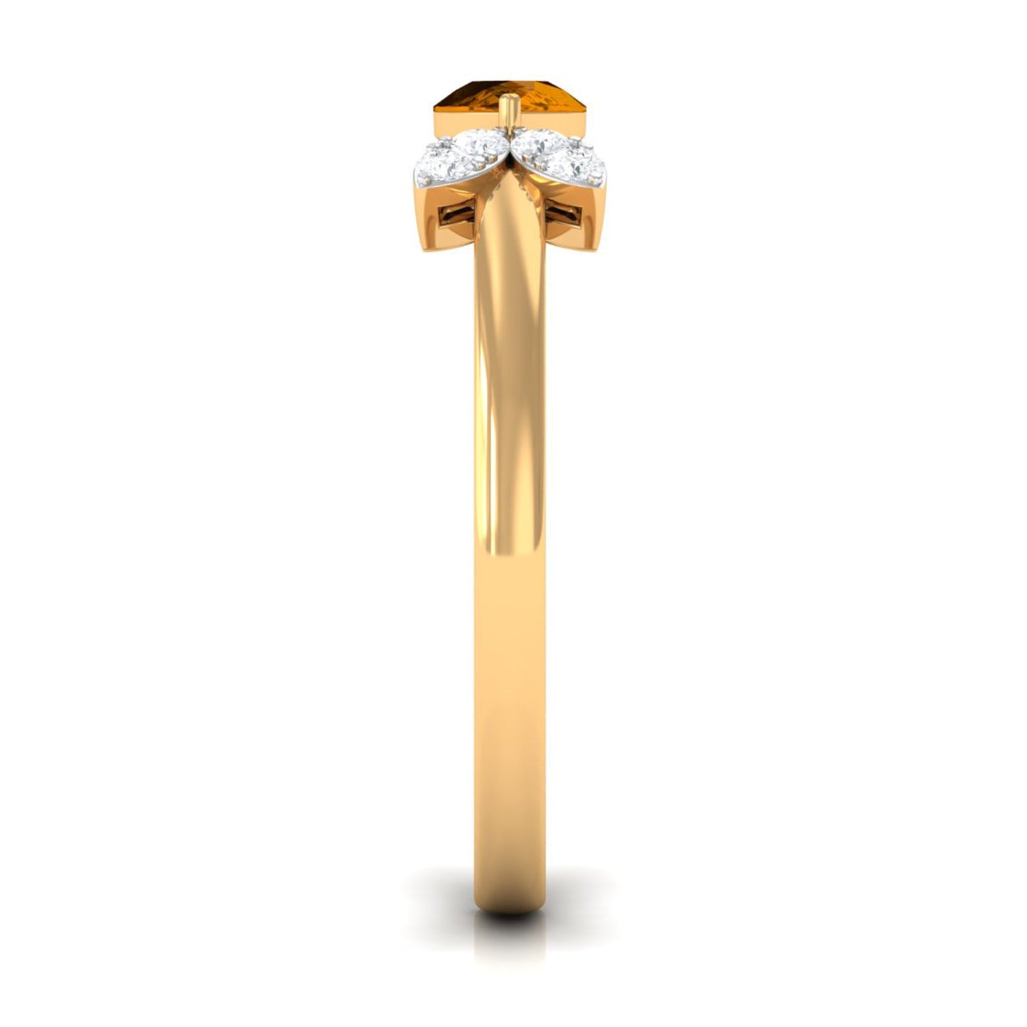 0.75 CT Pear Cut Citrine Promise Ring with Leaf Diamond