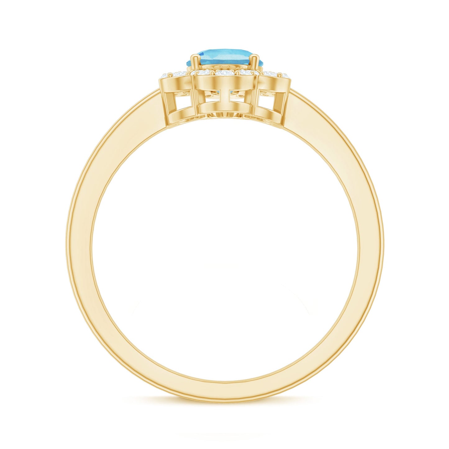 1.25 CT Oval Aquamarine Cocktail Engagement Ring with Diamond Floral Halo