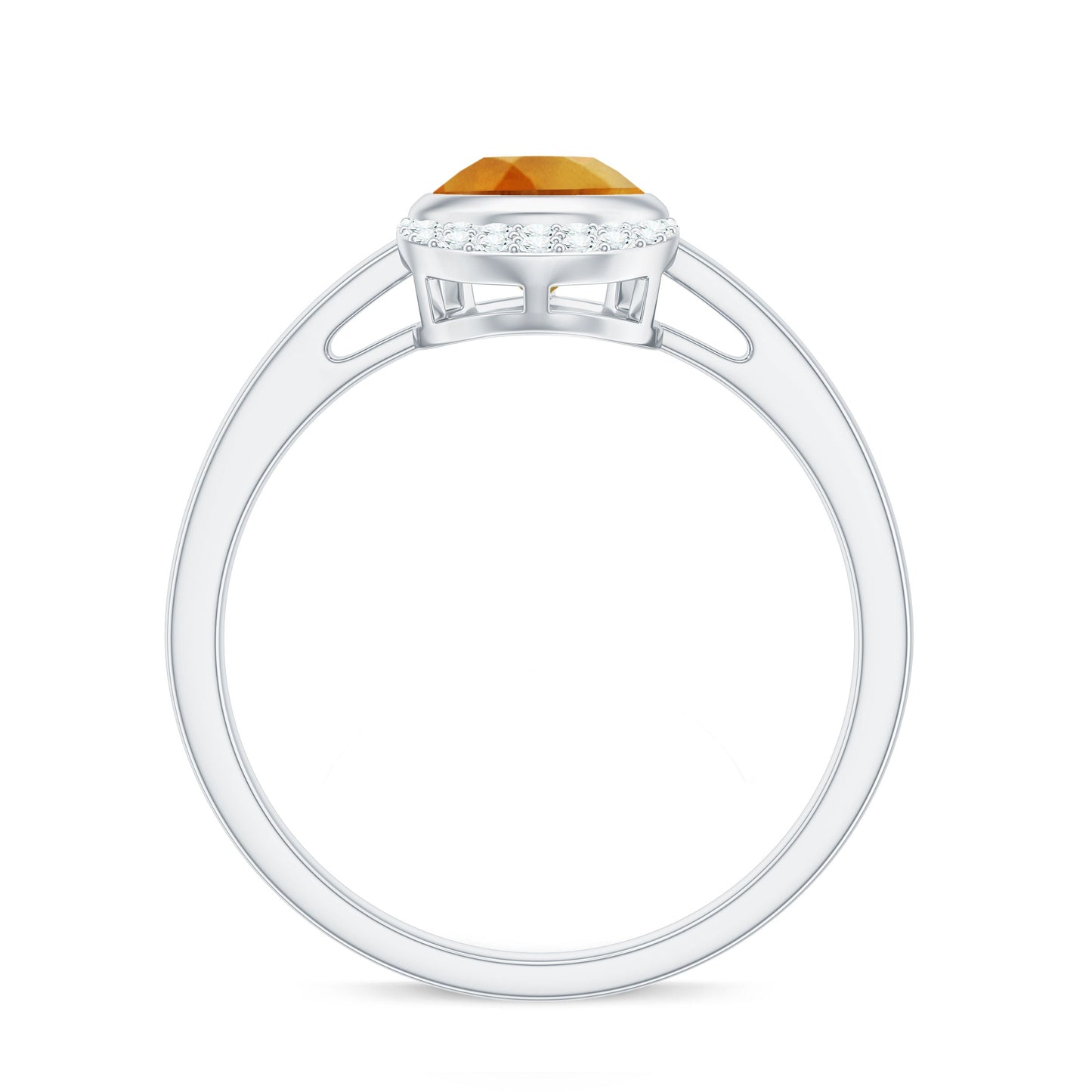 Real 6X8mm Citrine Teardrop Engagement Ring with Diamond
