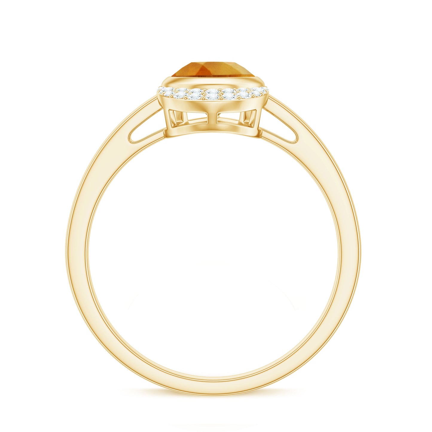 Real 6X8mm Citrine Teardrop Engagement Ring with Diamond