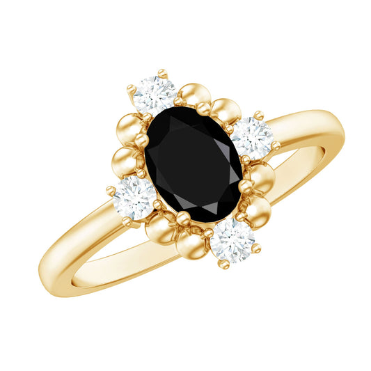 Certified 1.9 Carat Oval Lab Grown Black Diamond Engagement Ring with White Diamond