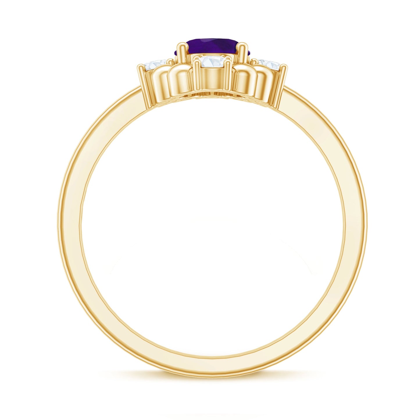 Oval Amethyst and Diamond Cocktail Ring with Beads