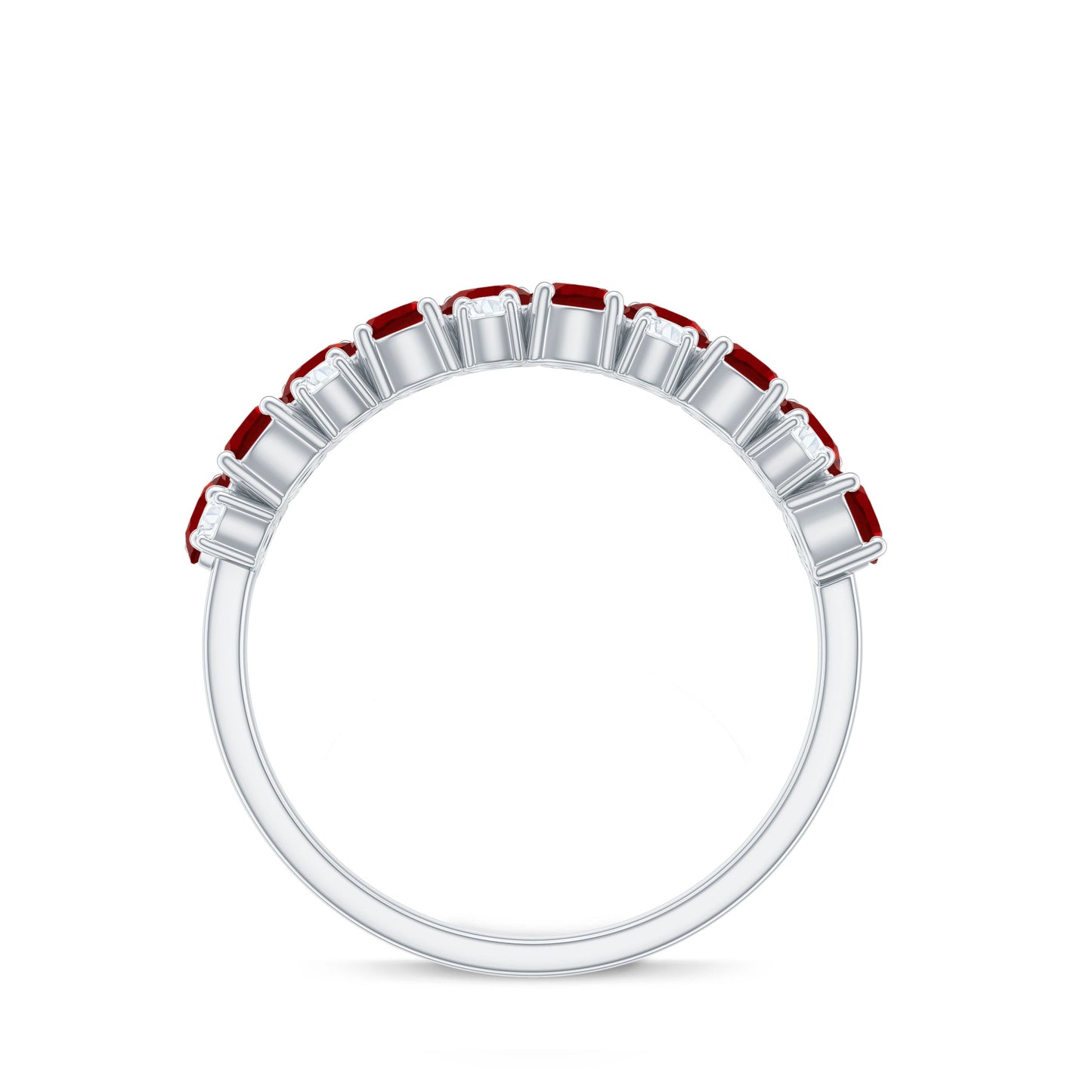 2 CT Round Created Ruby and Moissanite Cluster Half Eternity Ring