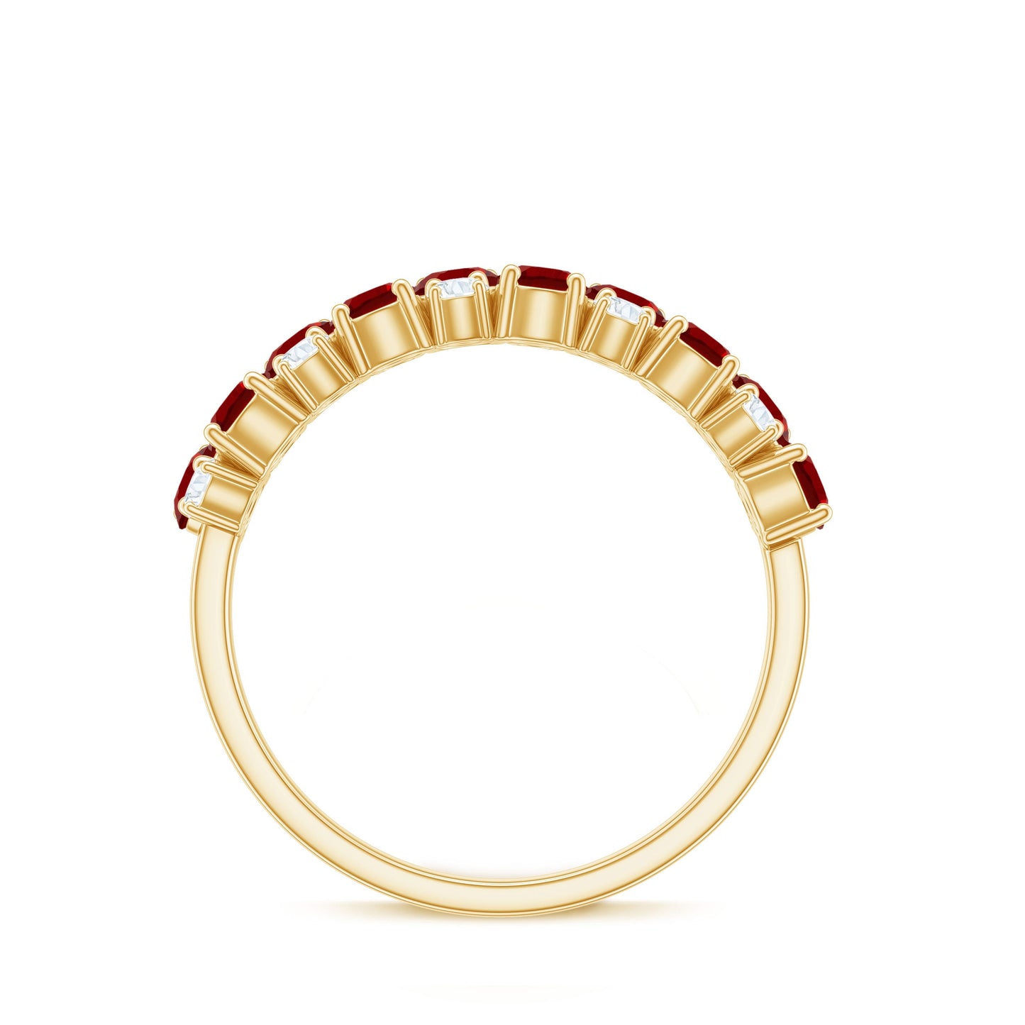 2 CT Round Created Ruby and Moissanite Cluster Half Eternity Ring