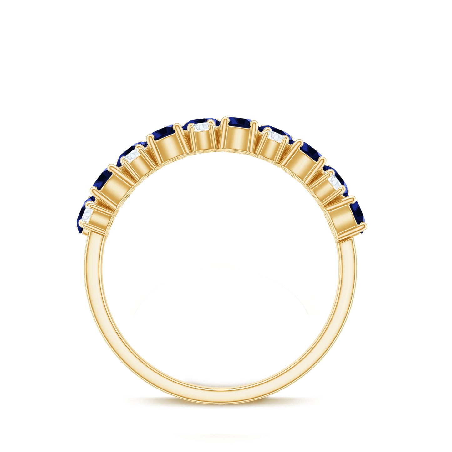 Certified Lab Grown Blue Sapphire Half Eternity Band Ring for Anniversary