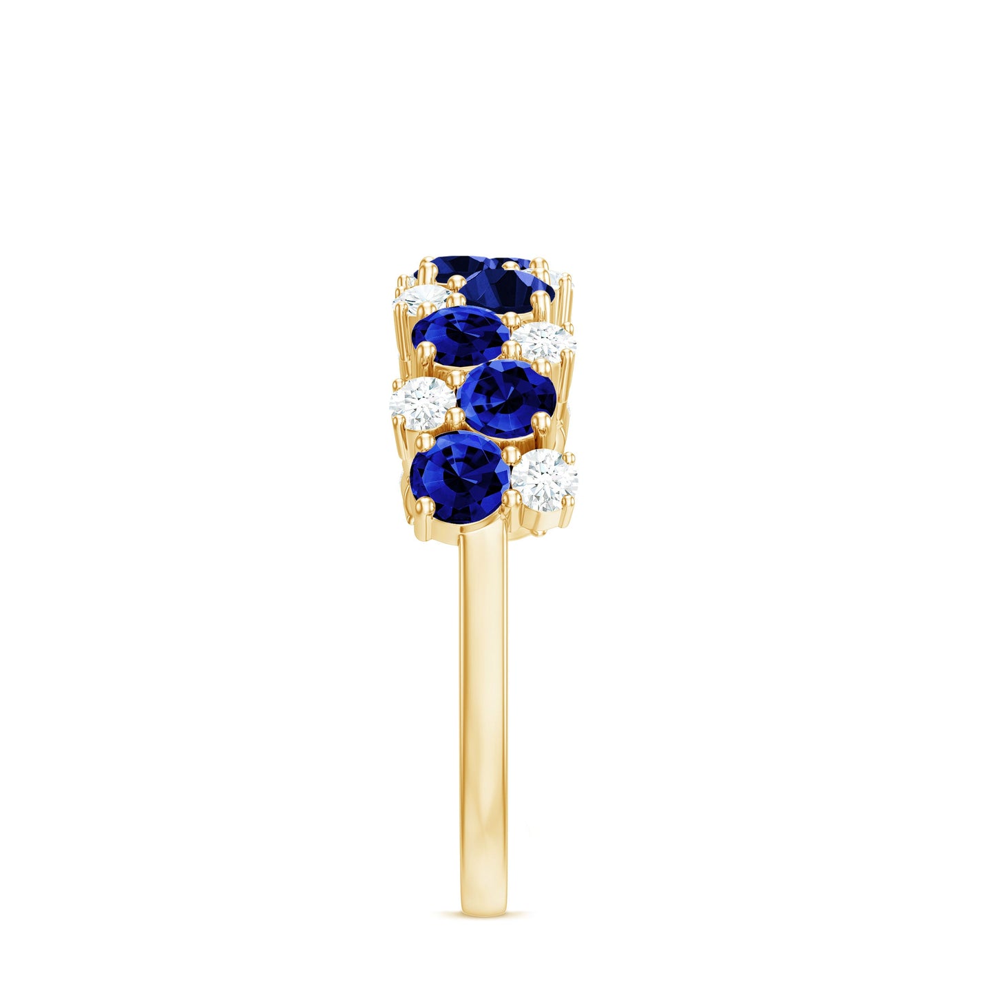 Certified Lab Grown Blue Sapphire Half Eternity Band Ring for Anniversary