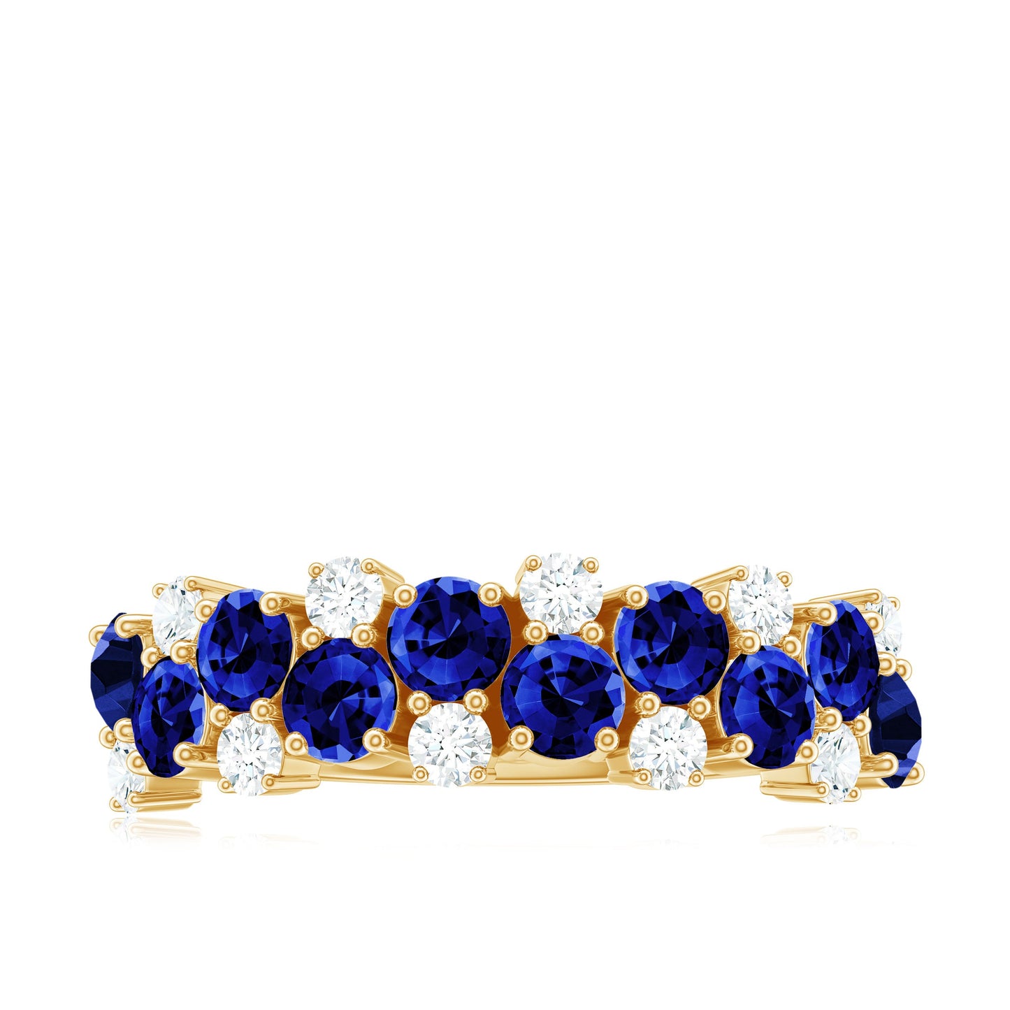Certified Lab Grown Blue Sapphire Half Eternity Band Ring for Anniversary