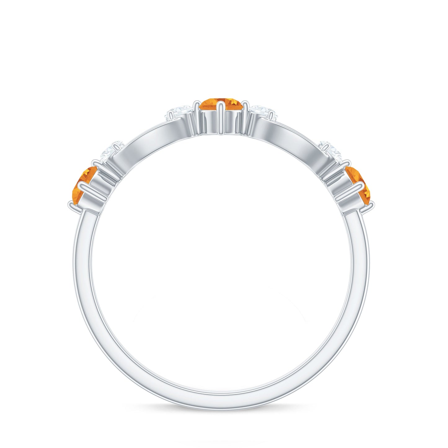 Natural Citrine Half Eternity Ring with Diamond