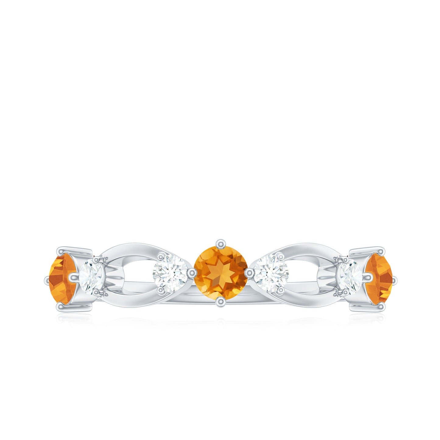 Natural Citrine Half Eternity Ring with Diamond
