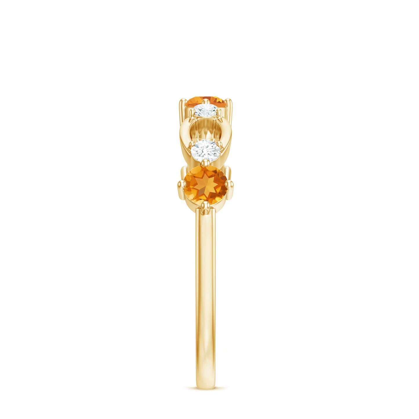 Natural Citrine Half Eternity Ring with Diamond
