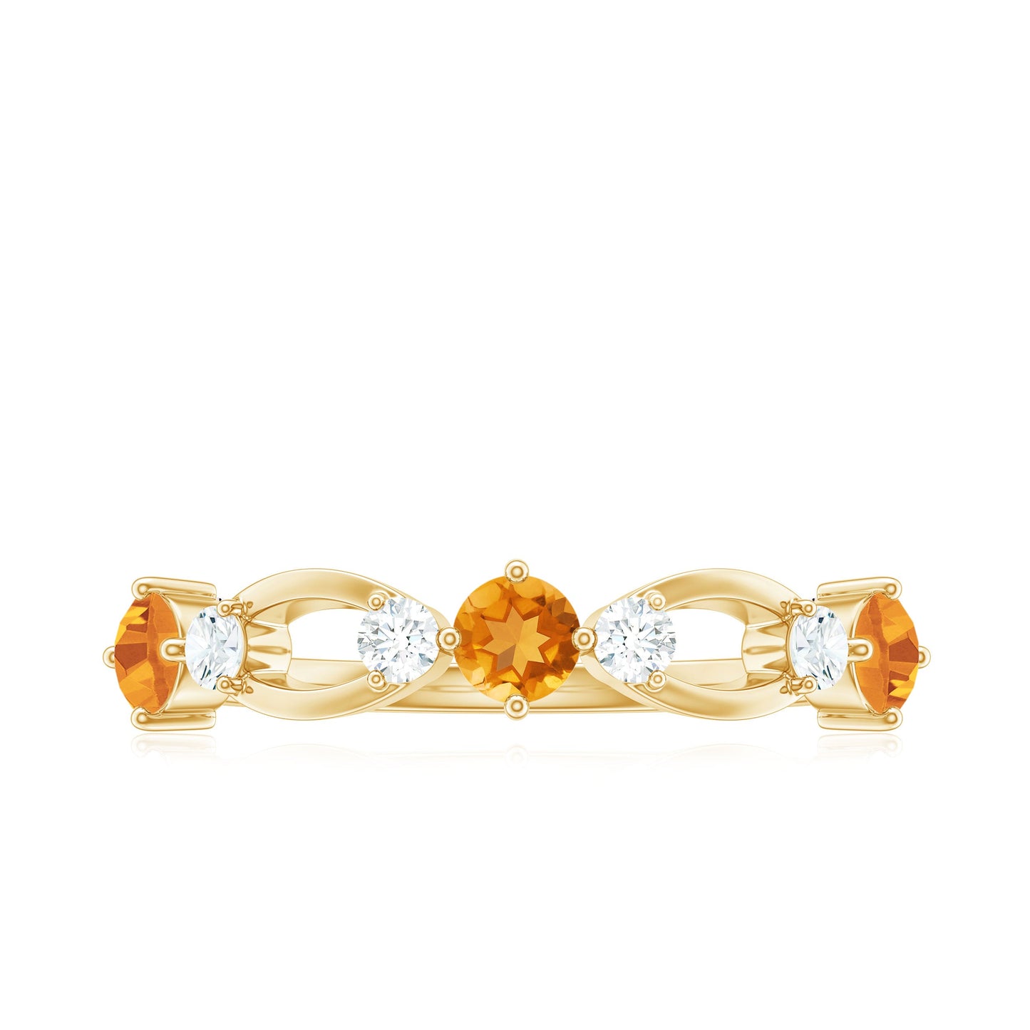 Natural Citrine Half Eternity Ring with Diamond