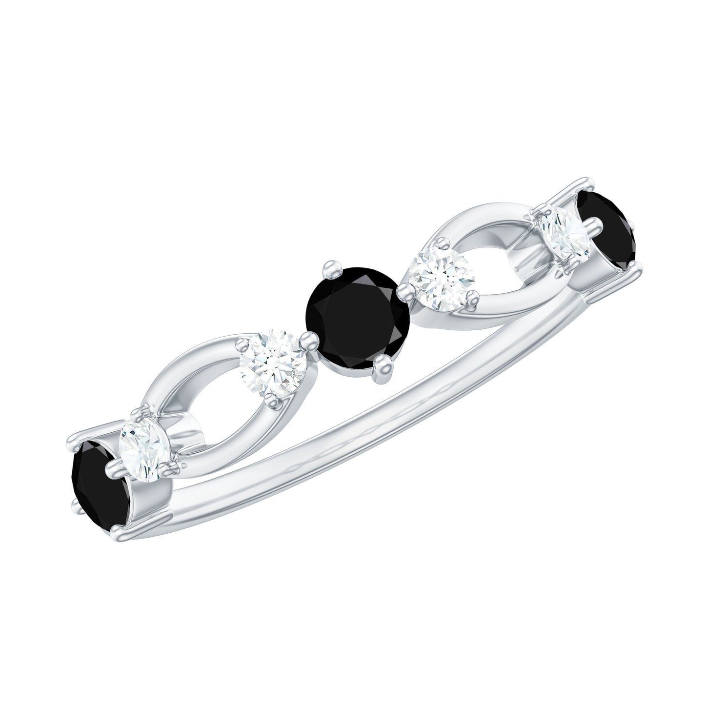 Certified Real Black Spinel Diamond Promise Ring for Her