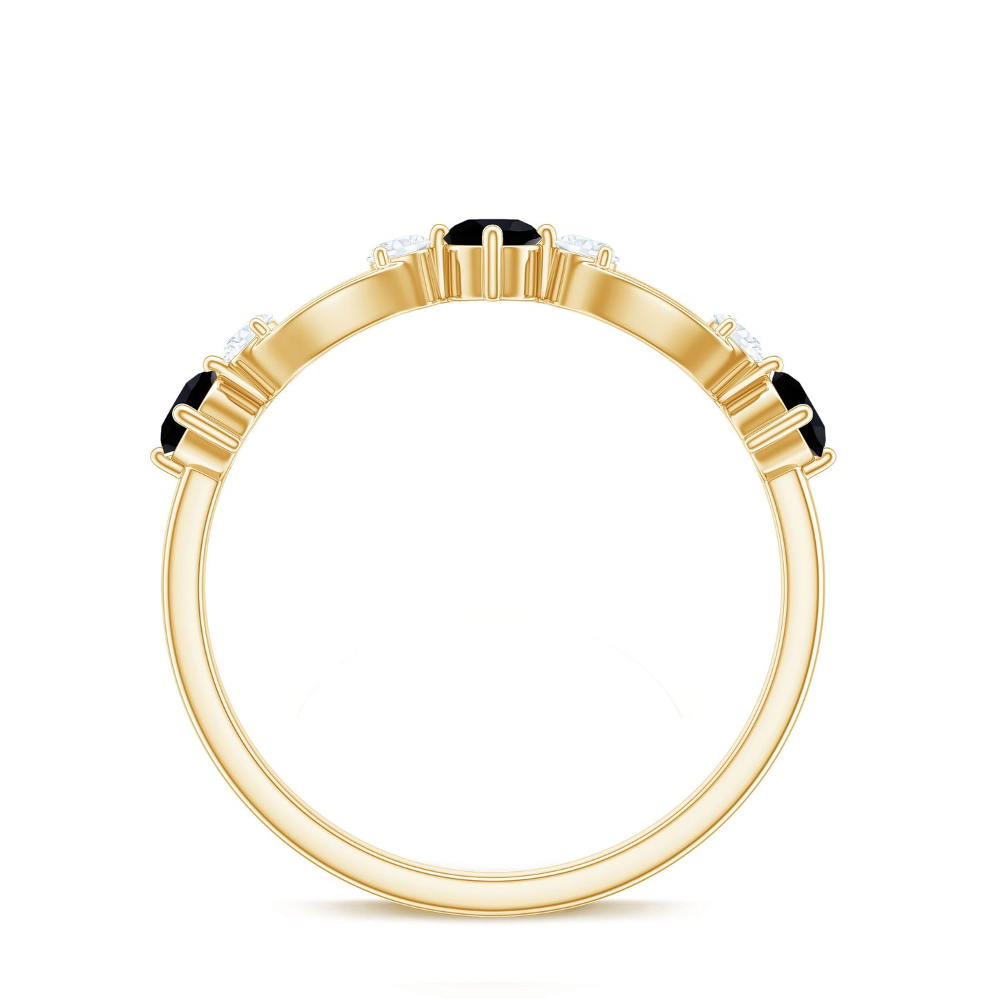 Certified Real Black Spinel Diamond Promise Ring for Her