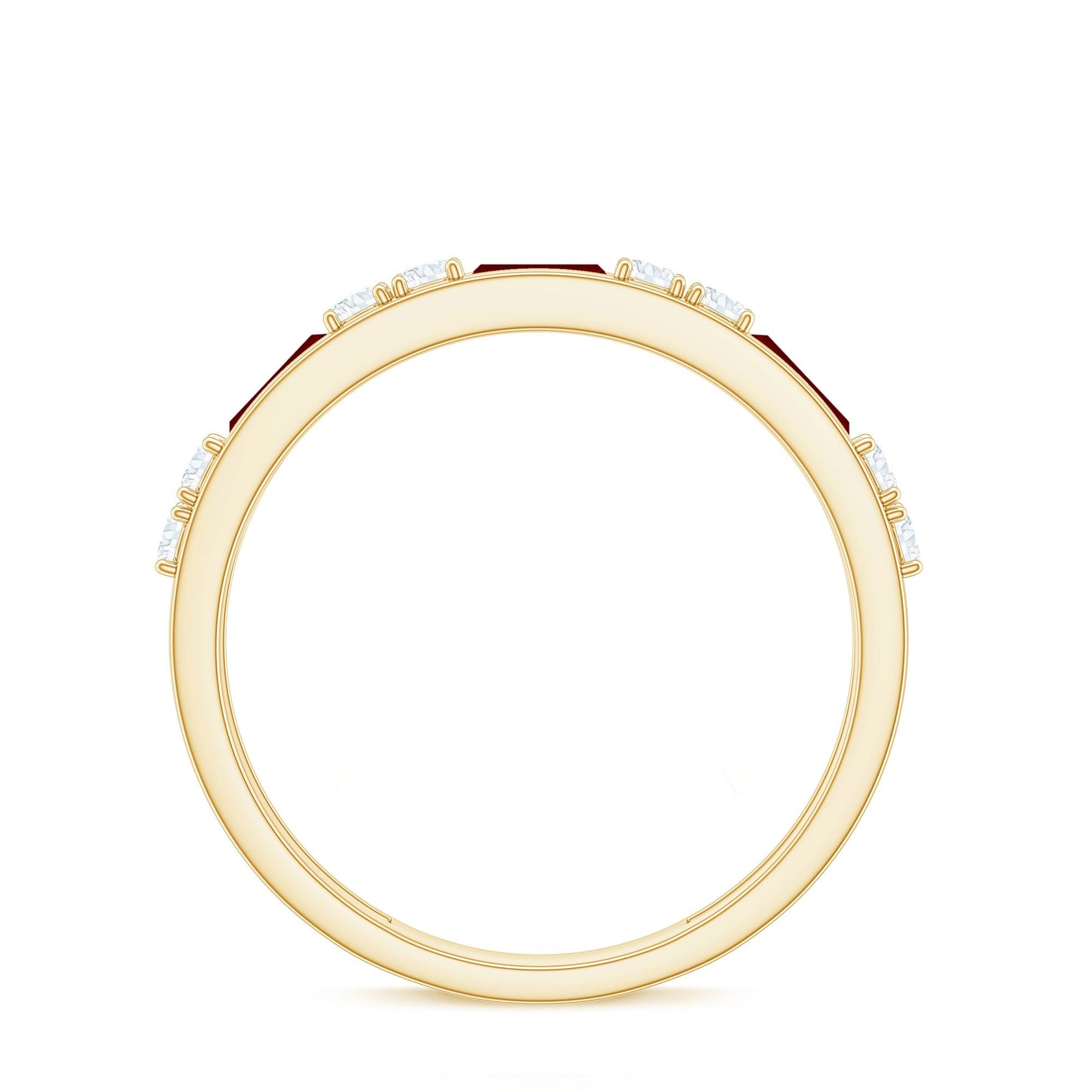 Minimal Created Ruby and Diamond Half Eternity Band Ring