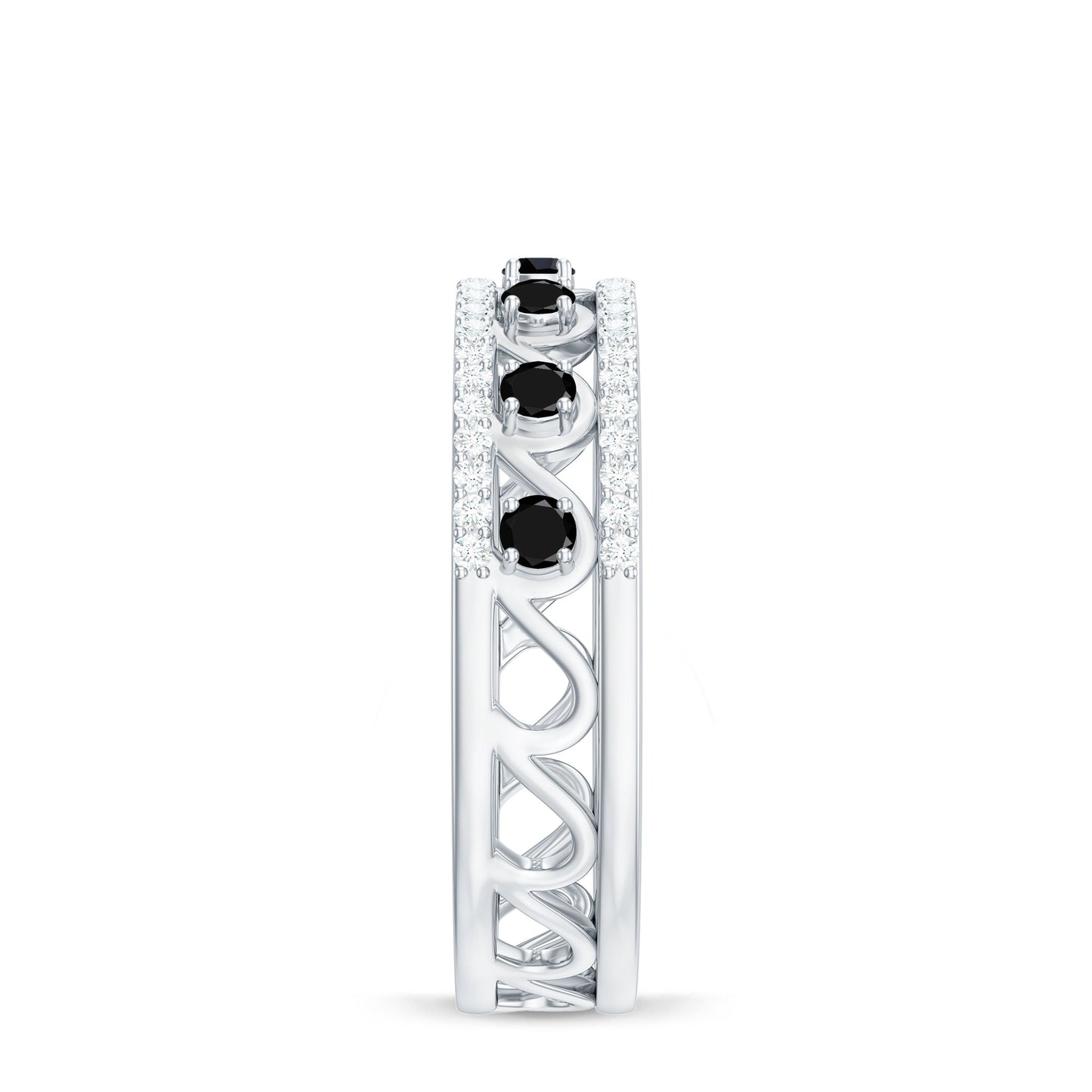Designer Black Spinel Diamond Half Eternity Band Ring for Anniversary