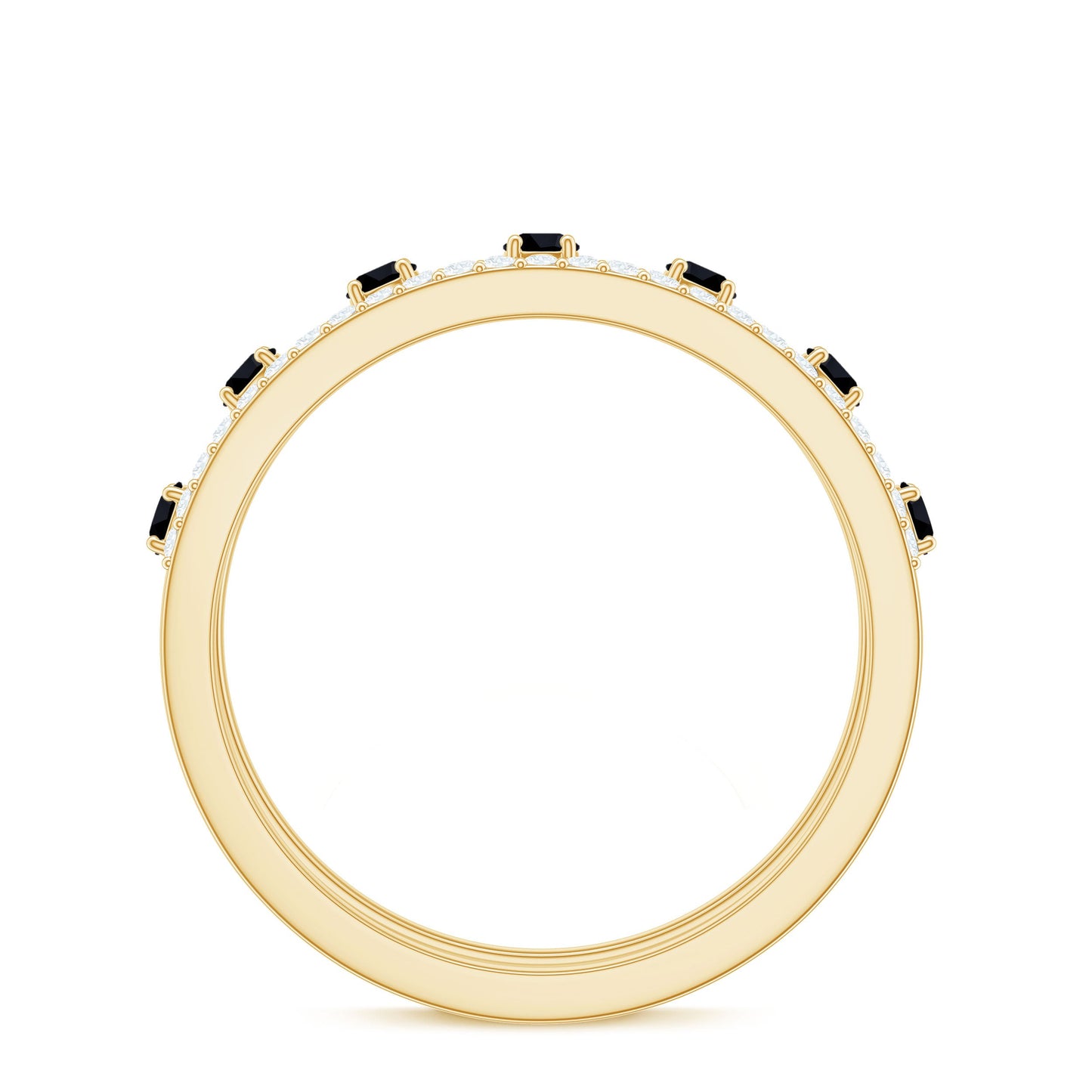 Designer Black Spinel Diamond Half Eternity Band Ring for Anniversary