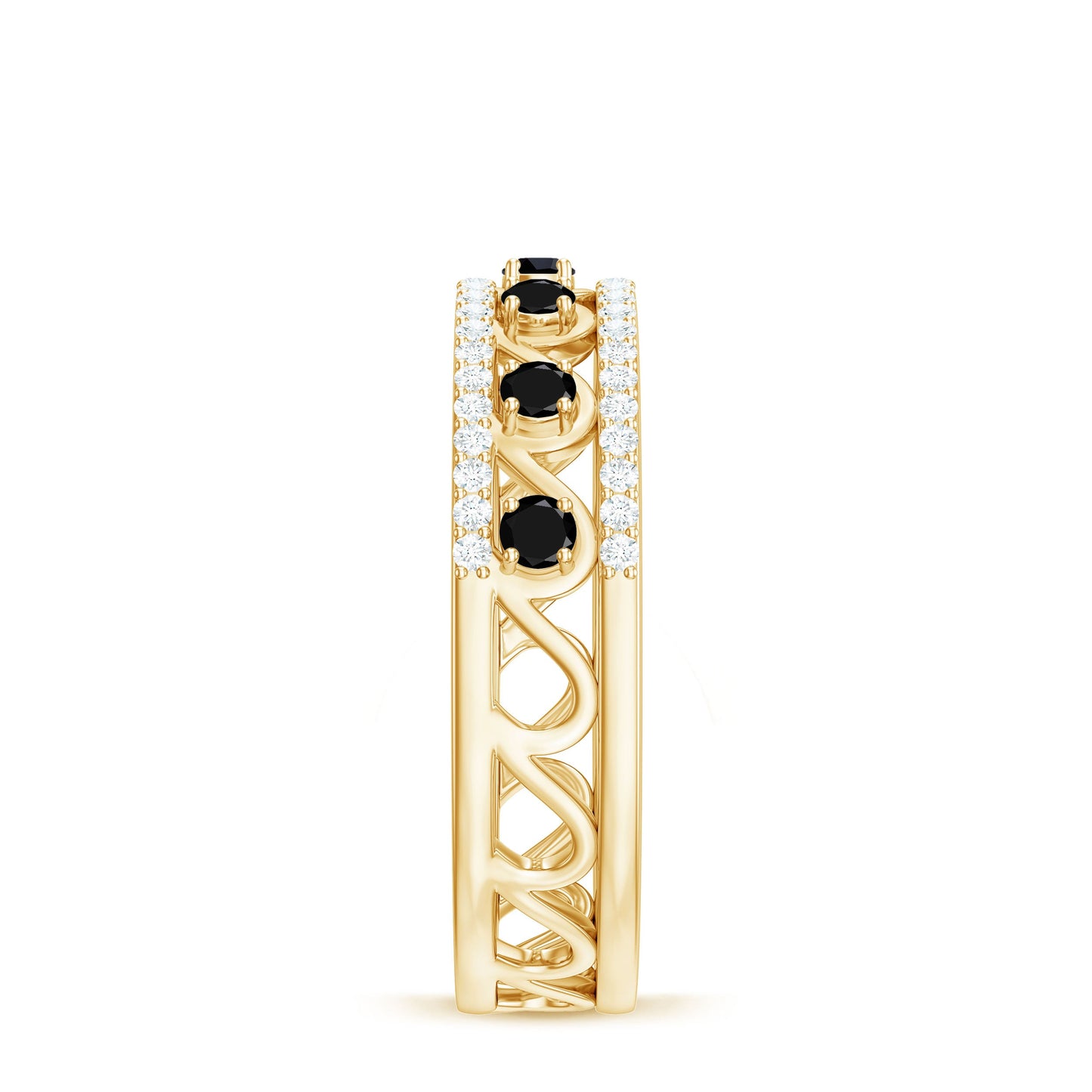 Designer Black Spinel Diamond Half Eternity Band Ring for Anniversary
