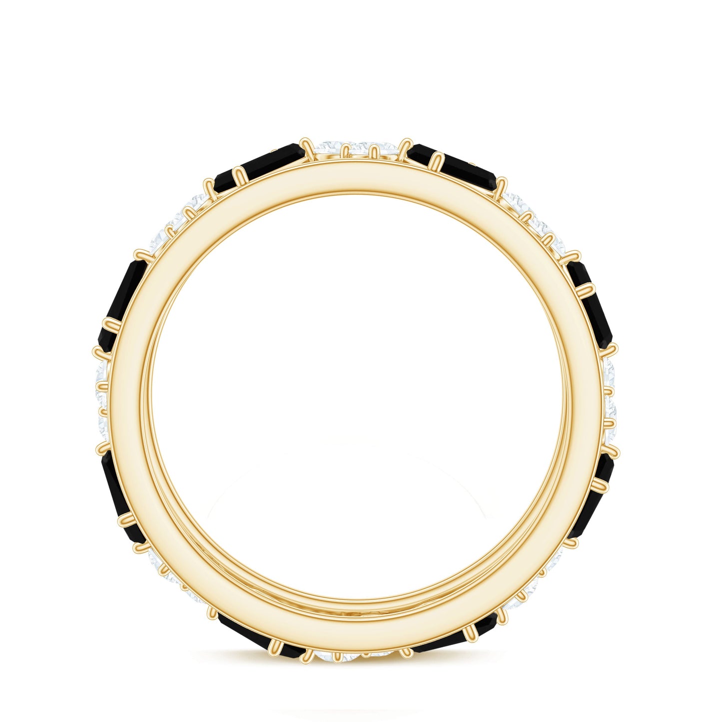 Natural Black Spinel Diamond Eternity Band Ring for Anniversary