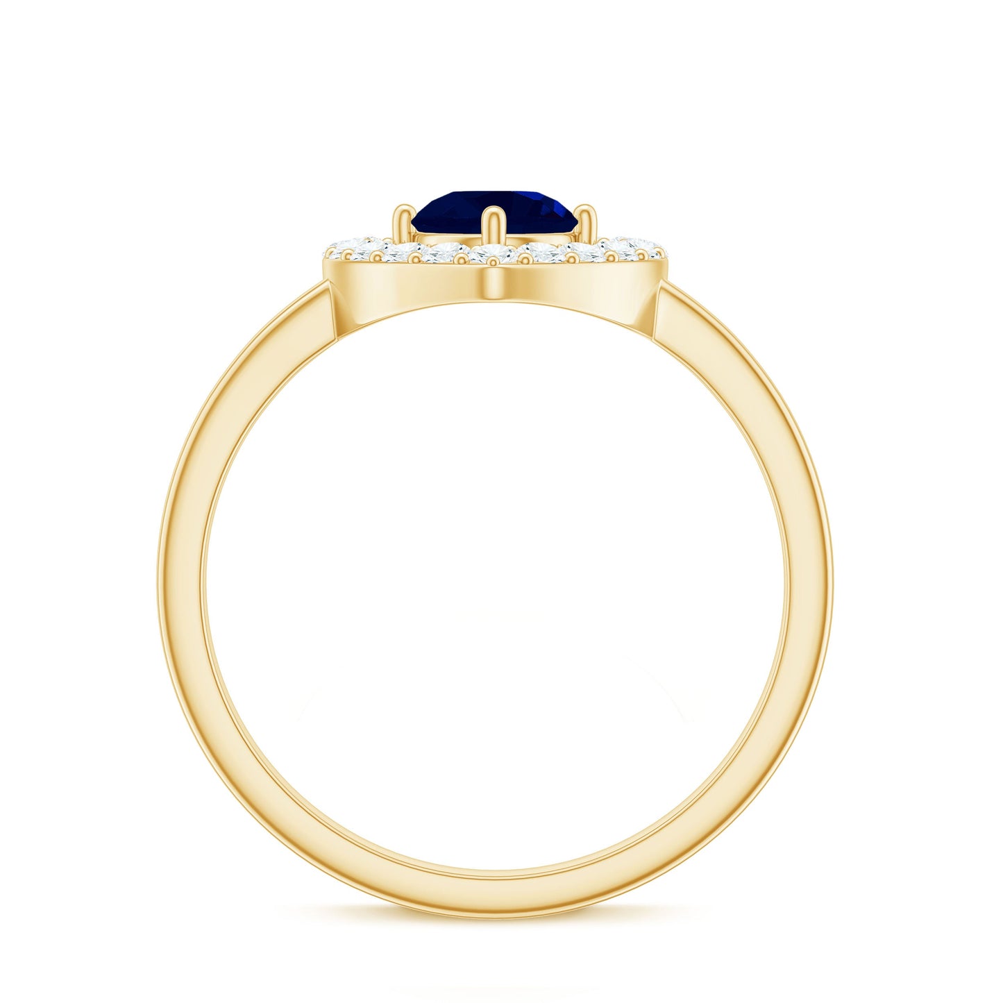 Real Blue Sapphire and Diamond Heart Engagement Ring