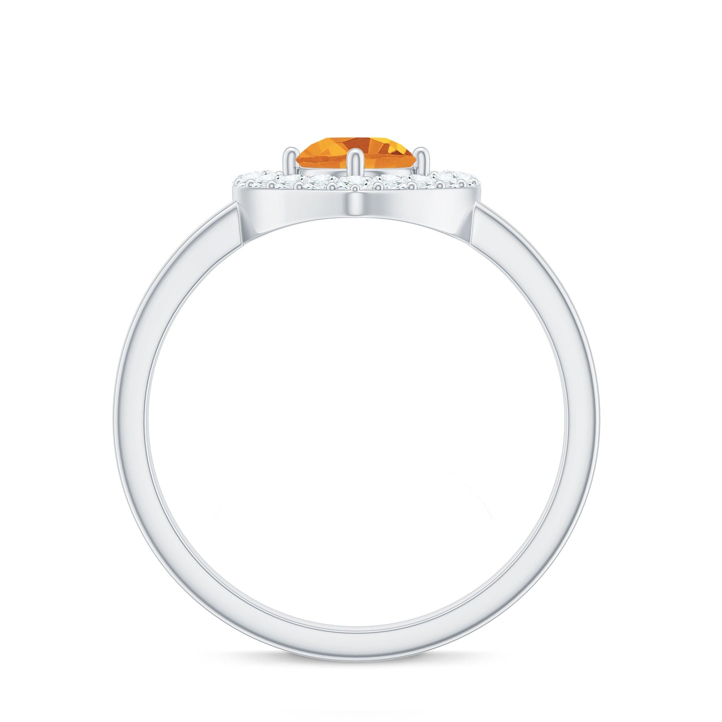 Genuine Citrine Diamond Heart Engagement Ring with Certificate