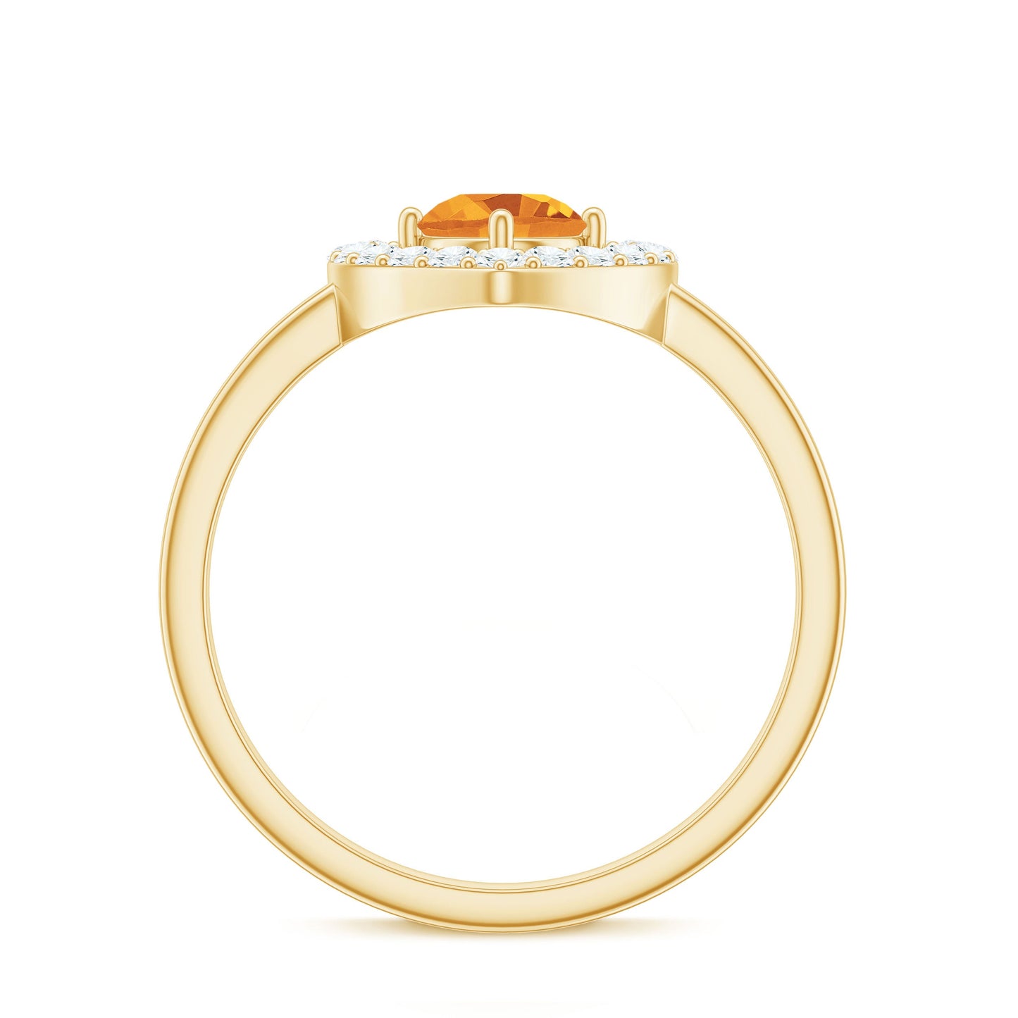 Genuine Citrine Diamond Heart Engagement Ring with Certificate