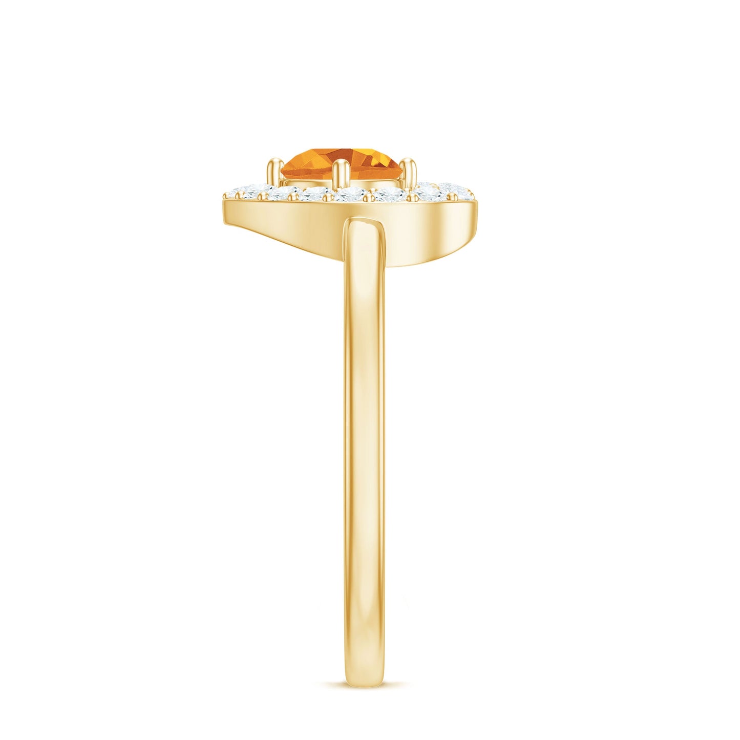 Genuine Citrine Diamond Heart Engagement Ring with Certificate