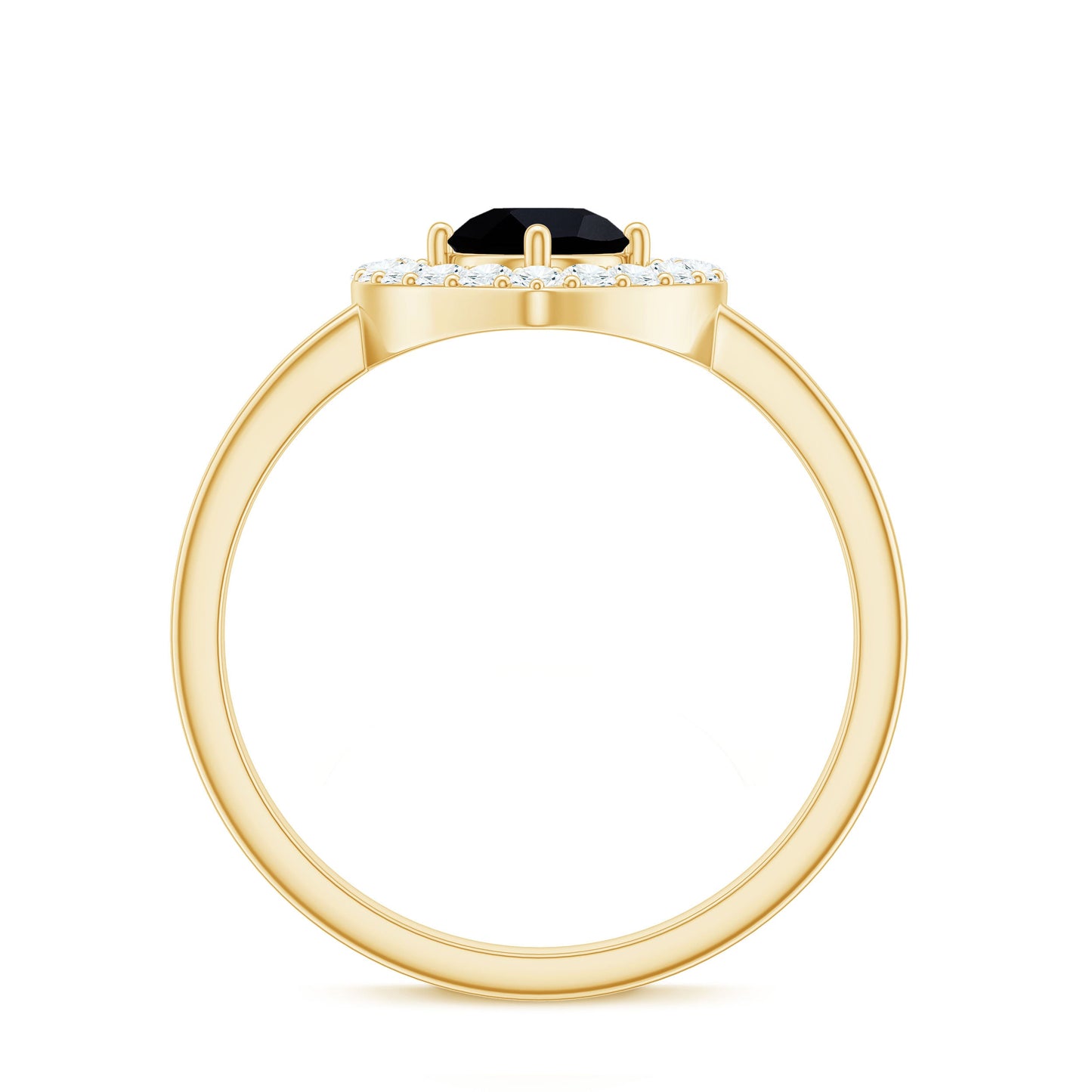 Genuine Black Onyx and Diamond Heart Engagement Ring