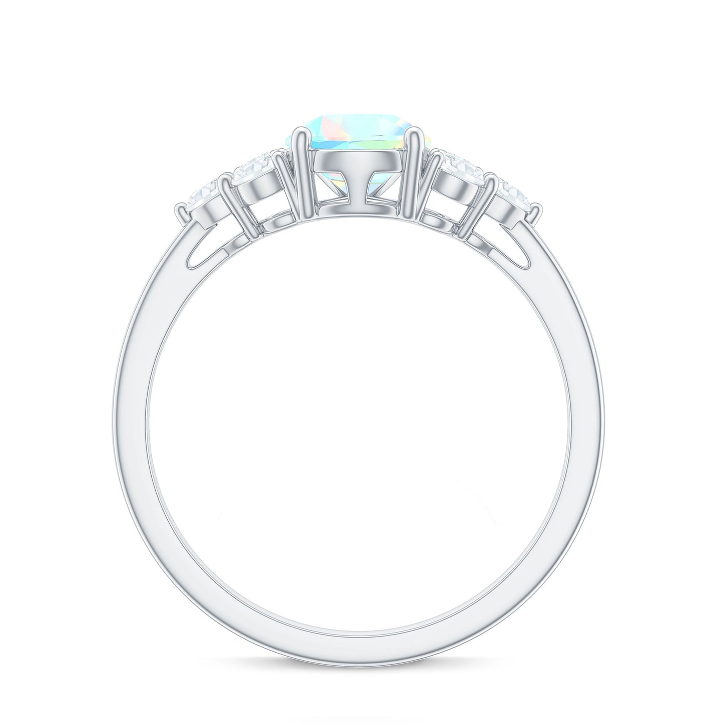 Natural 8X10mm Ethiopian Opal Pear Shaped Engagement Ring with Diamond Trio