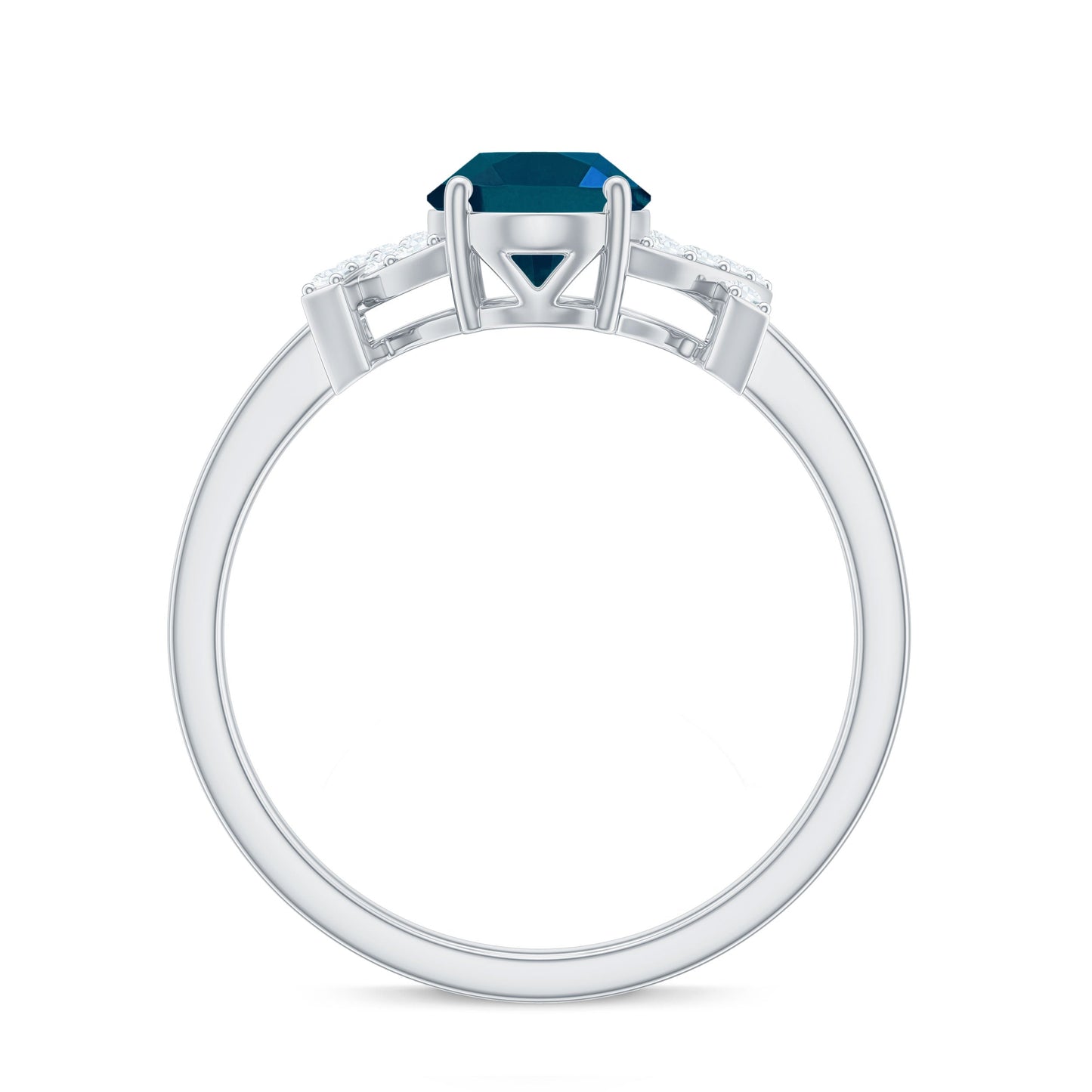 6X8mm Oval Cut London Blue Topaz Solitaire Engagement Ring with Split Shank