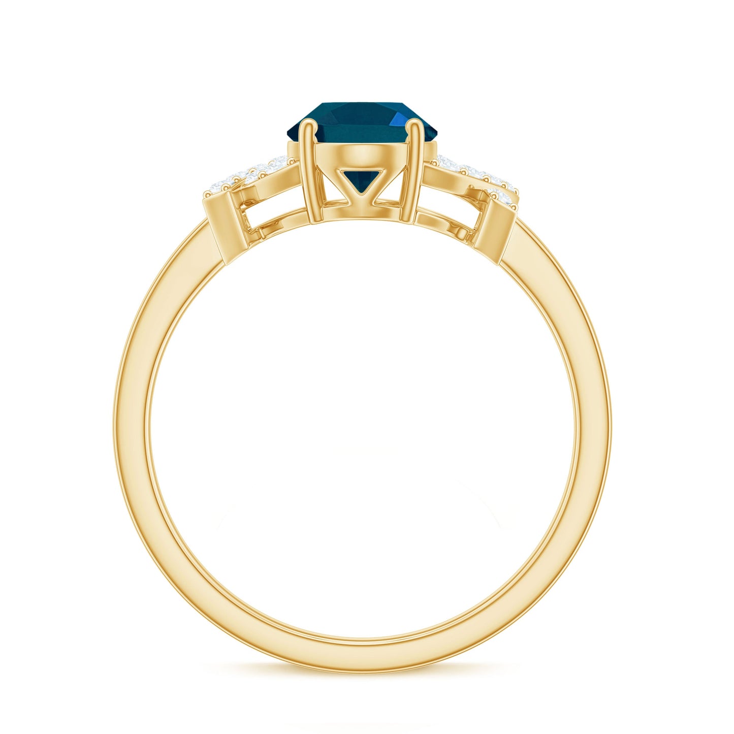 6X8mm Oval Cut London Blue Topaz Solitaire Engagement Ring with Split Shank