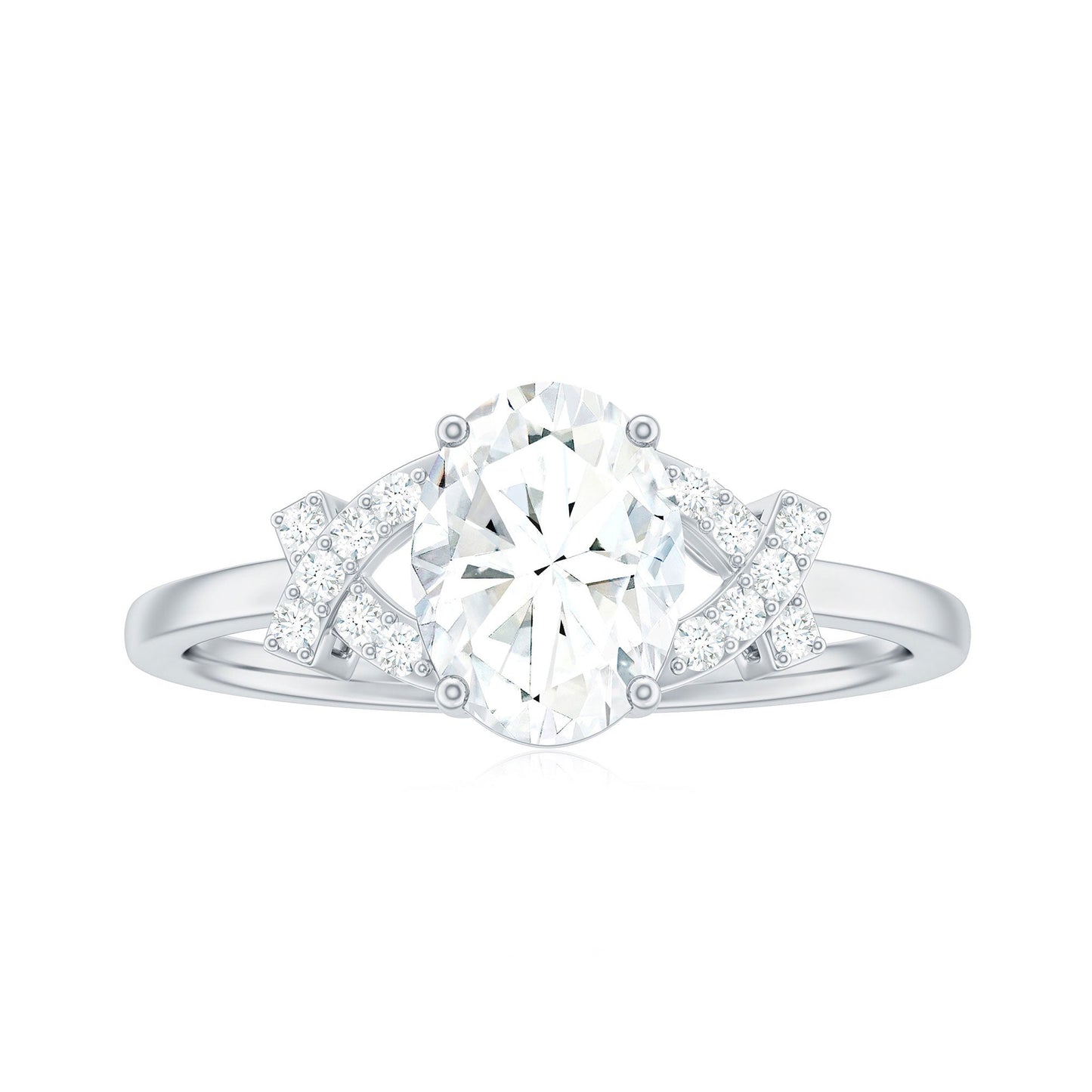 Oval Zircon Solitaire Split Shank Ring