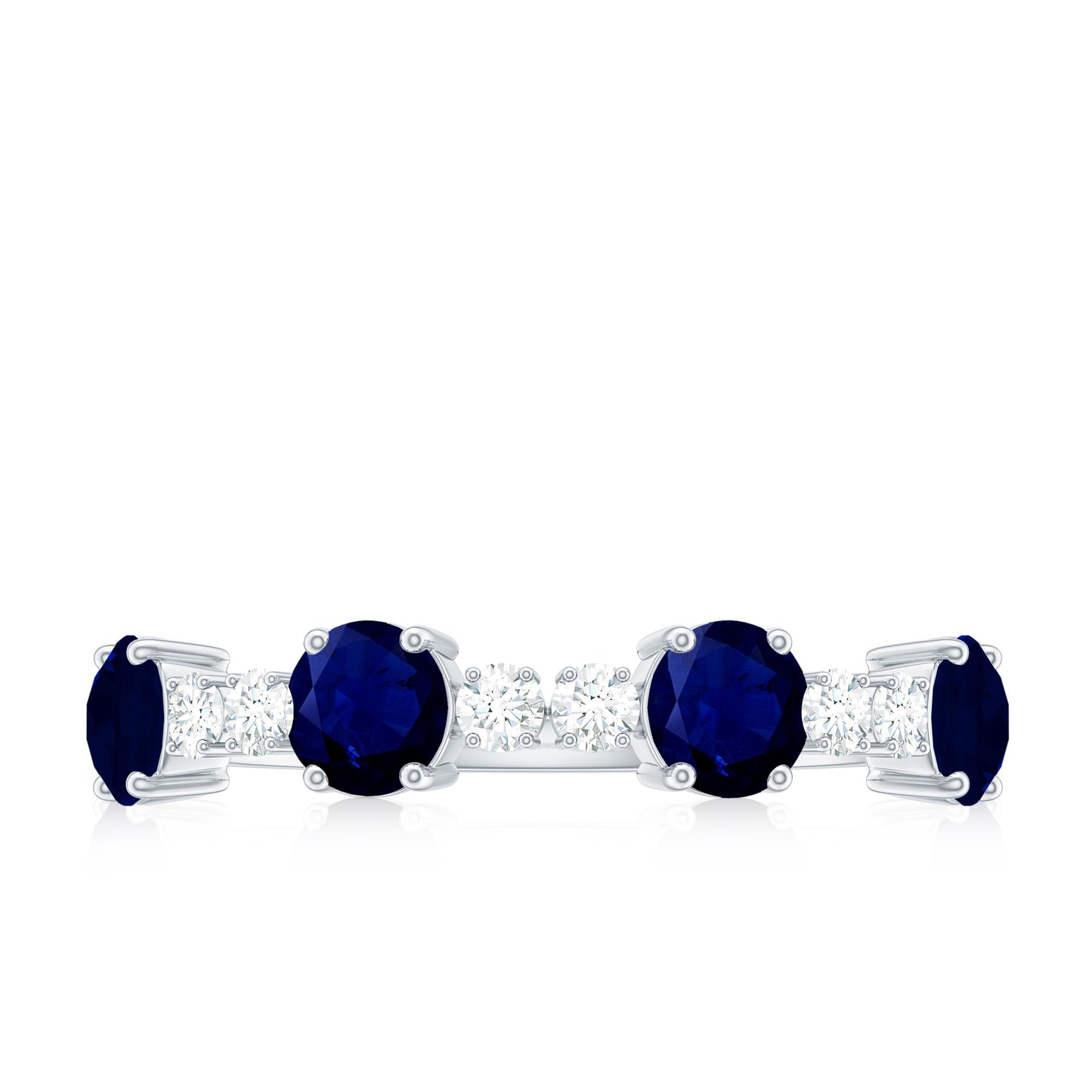 Real Blue Sapphire and Diamond Eternity Ring