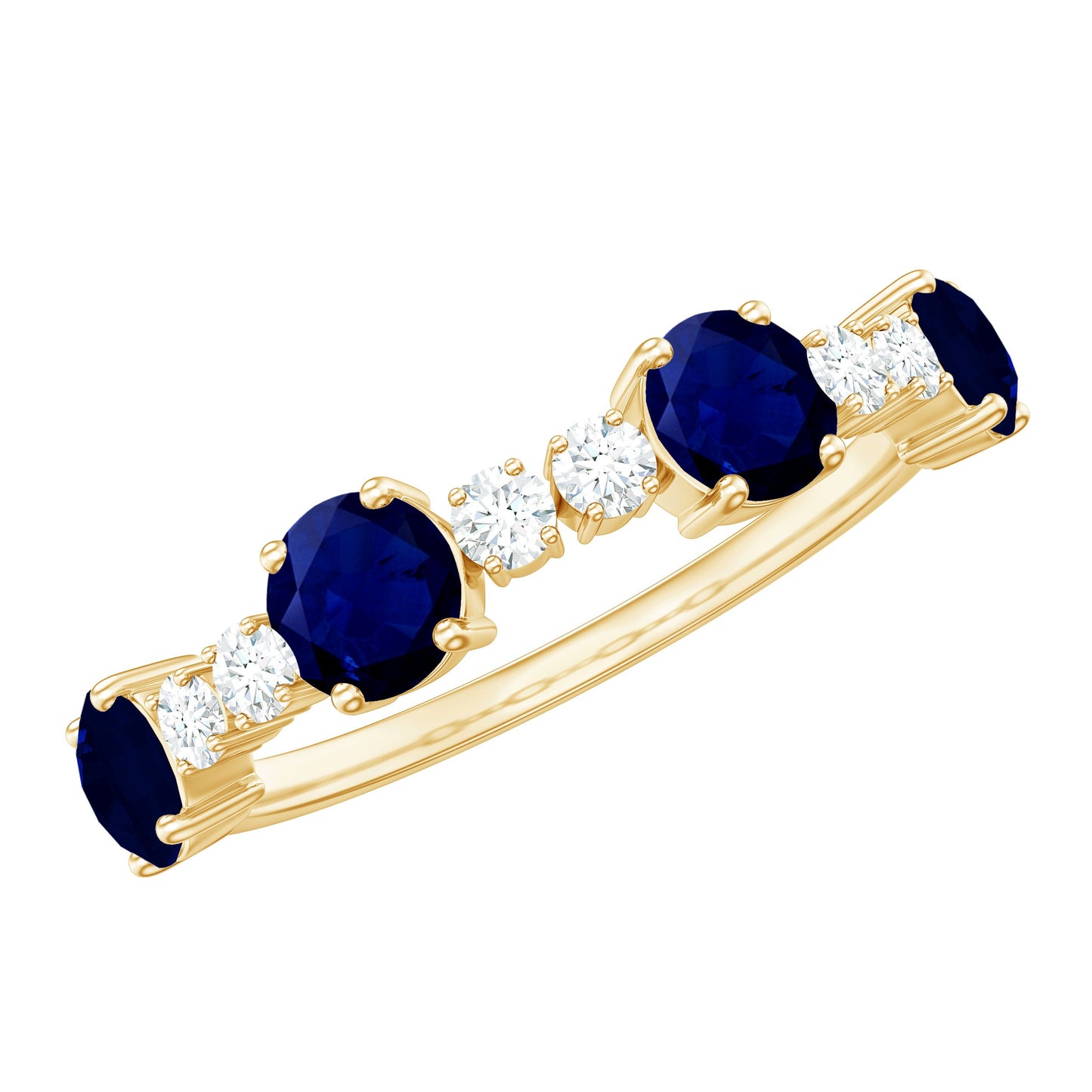 Real Blue Sapphire and Diamond Eternity Ring